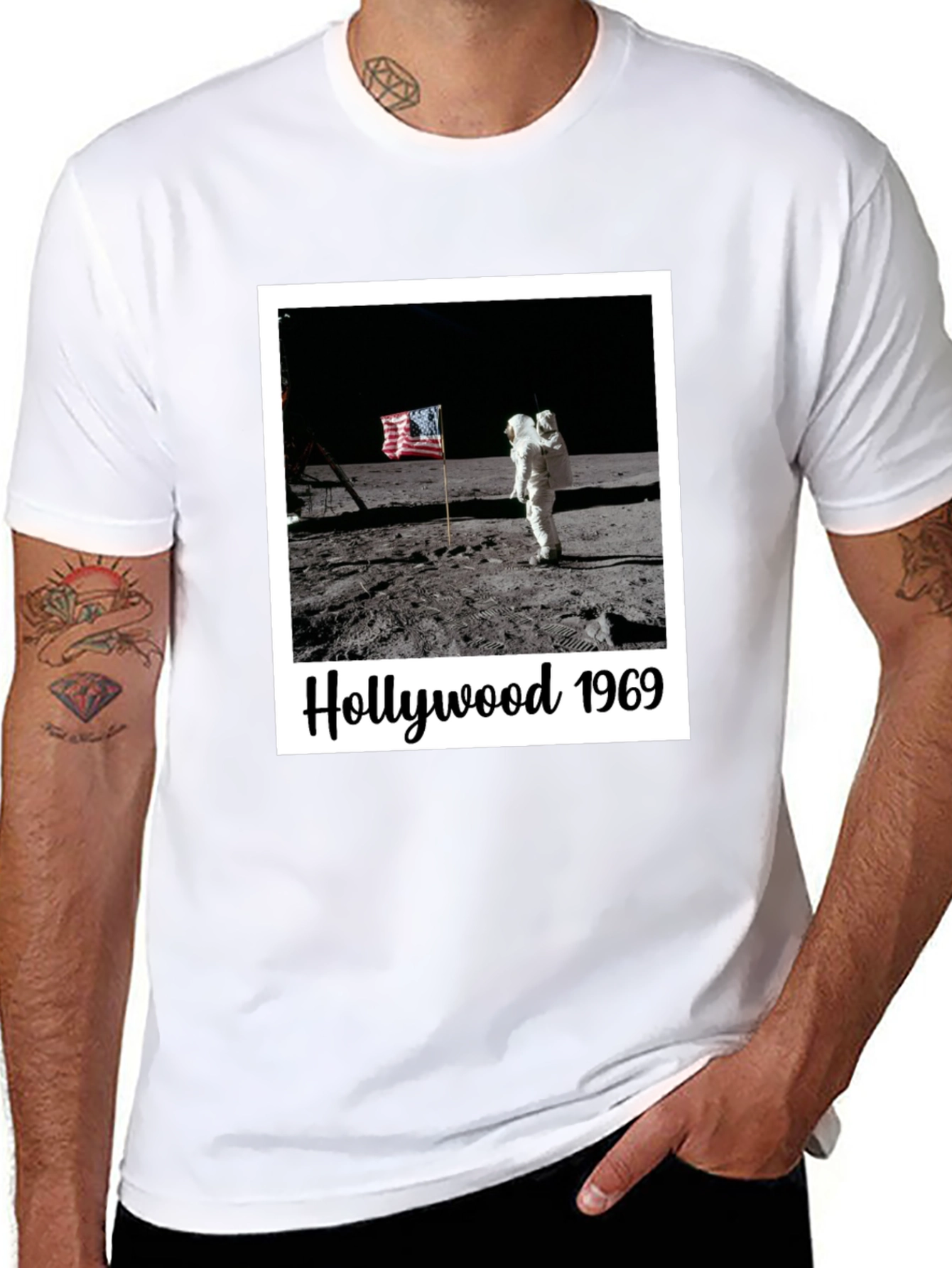 Hollywood 1969 Moon Landing Black T-Shirt
