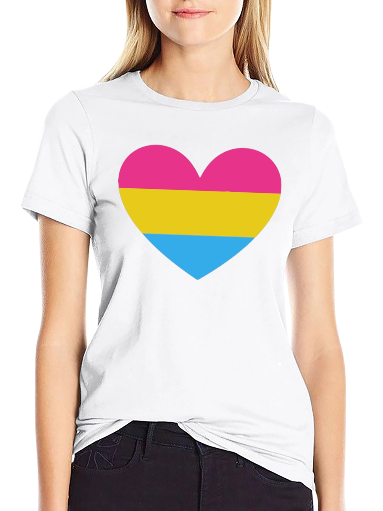 Pansexual Pride Heart T-Shirt - Black