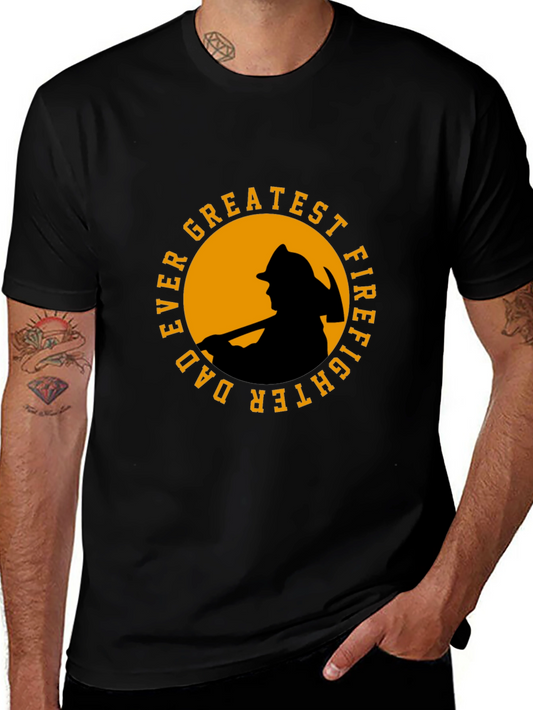 Greatest Dad Firefighter T-Shirt - Black Cotton Tee
