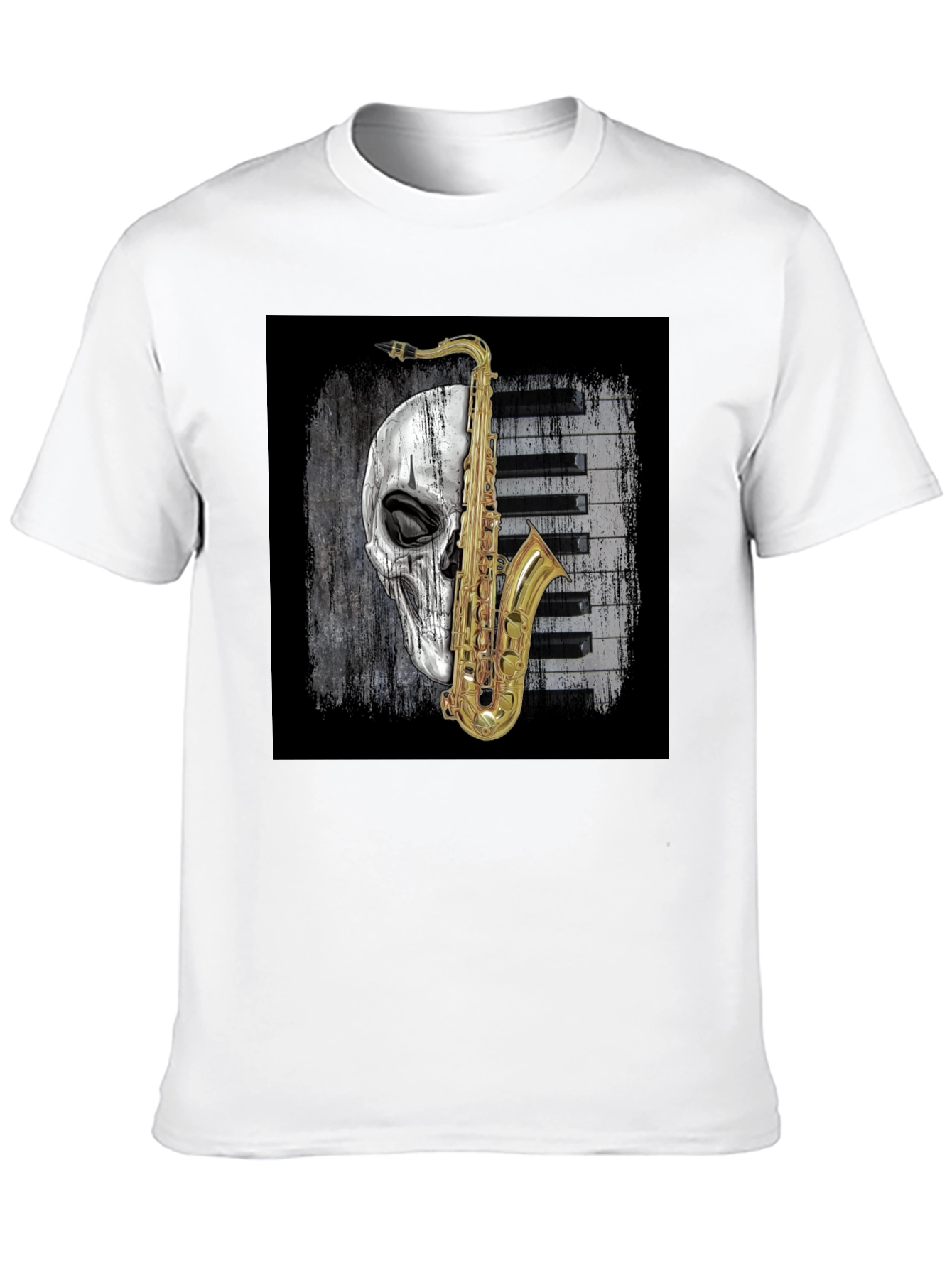 Skull Saxophone Graphic Tee