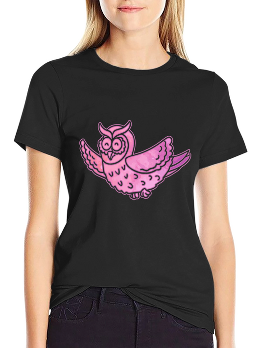 Pink Owl Graphic T-Shirt - Mens Casual Tee