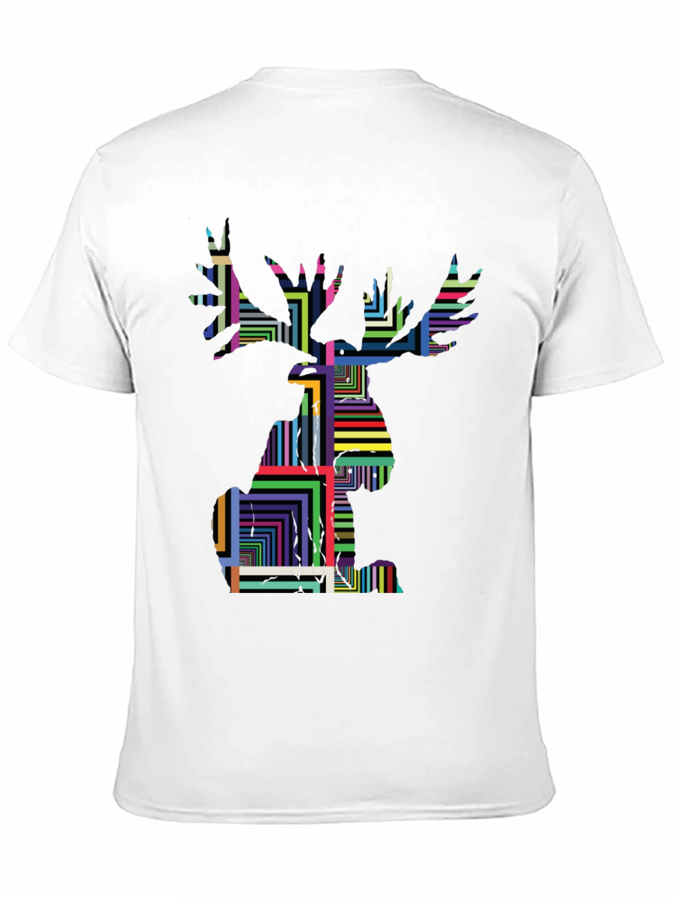 Geometric Moose Graphic Tee - Black Unisex Shirt
