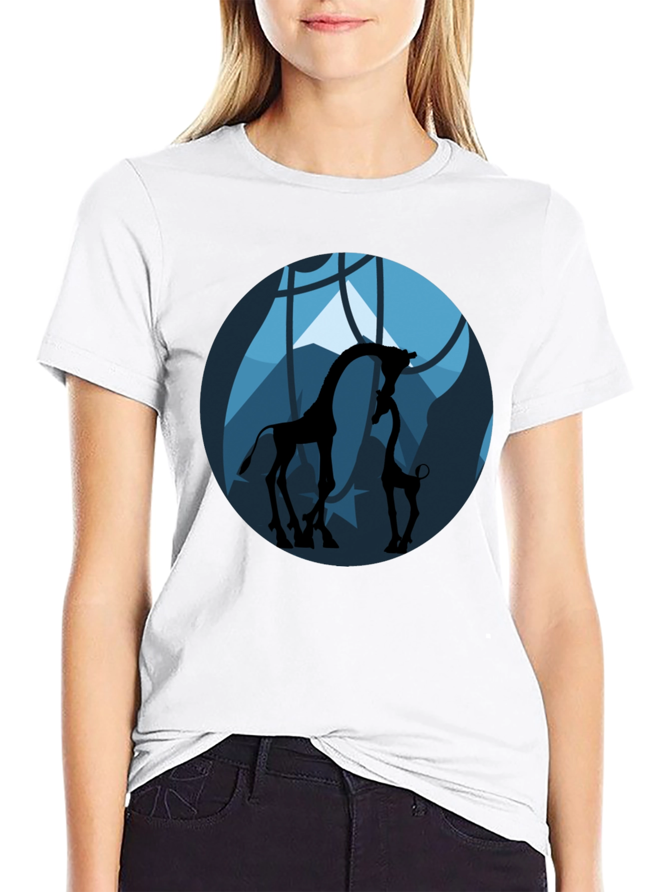 Giraffe Silhouette Graphic Tee