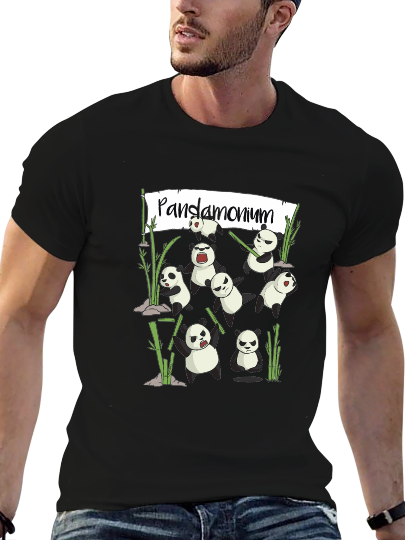 Pandamonium Panda Bear T-Shirt Funny Cartoon Graphic Tee