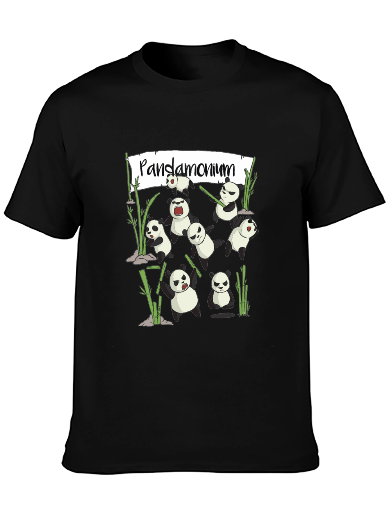 Pandamonium Panda Bear T-Shirt Funny Cartoon Graphic Tee