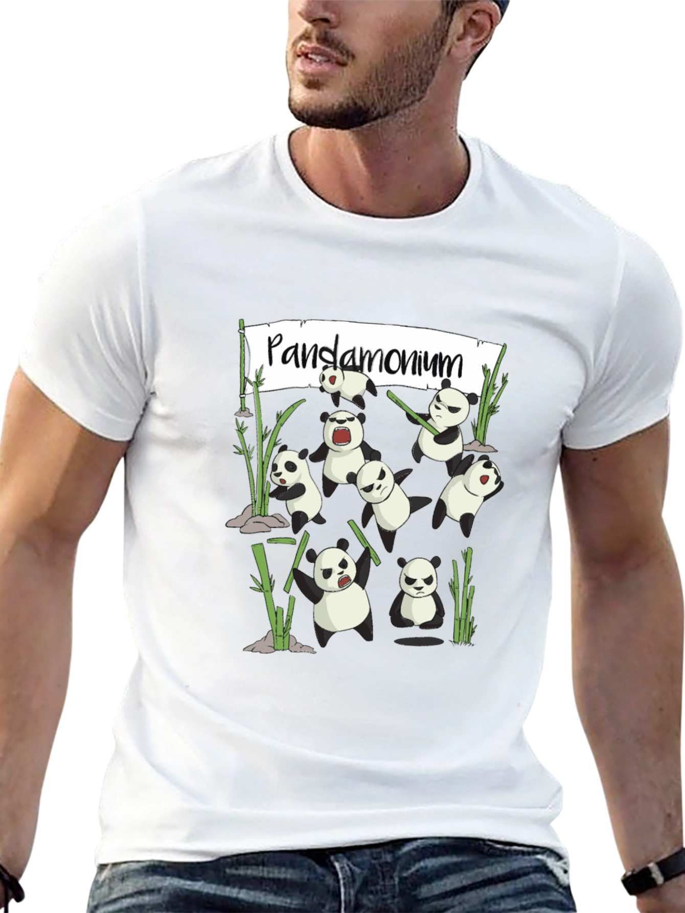 Pandamonium Panda Bear T-Shirt Funny Cartoon Graphic Tee