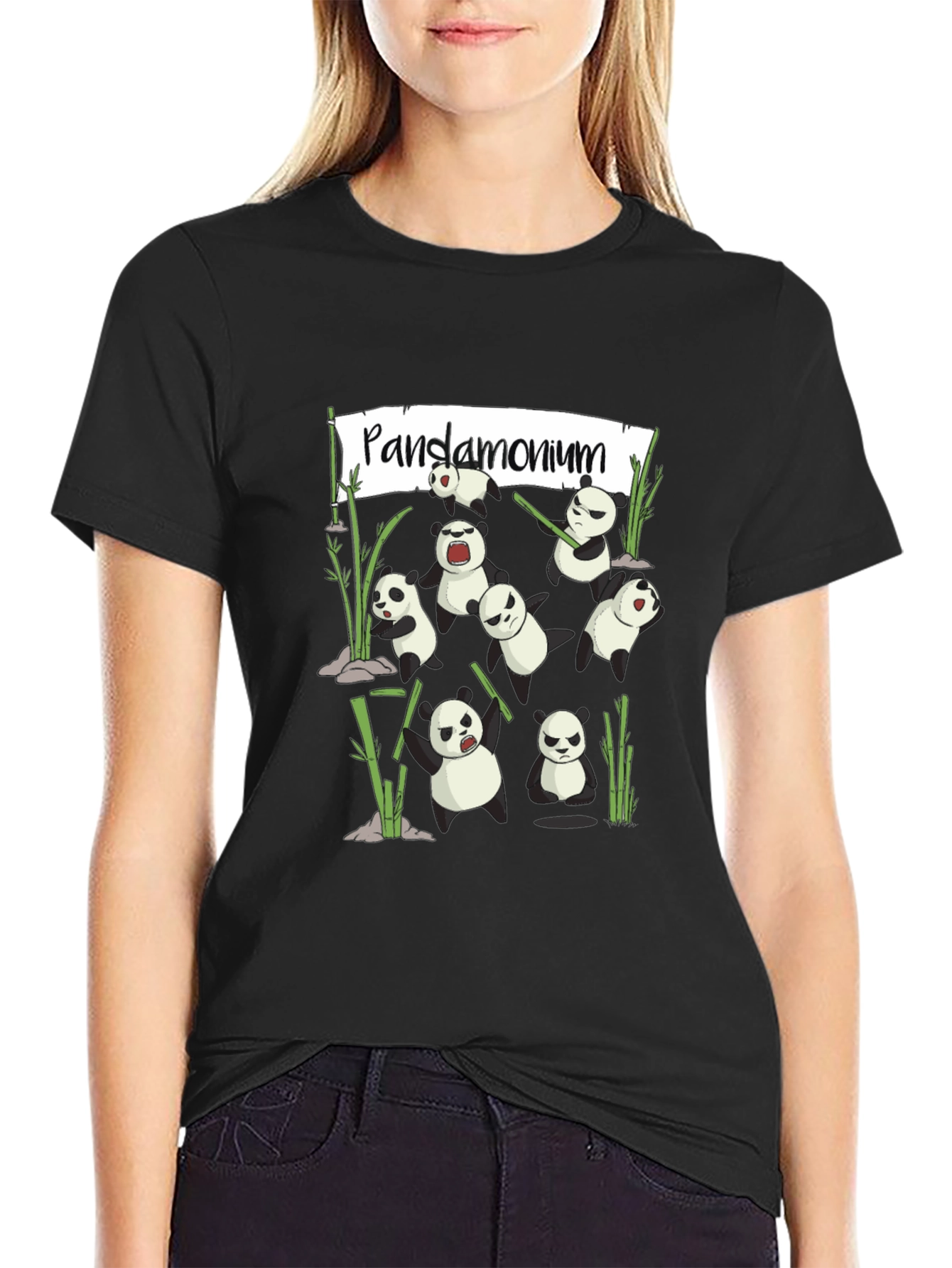 Pandamonium Panda Bear T-Shirt Funny Cartoon Graphic Tee
