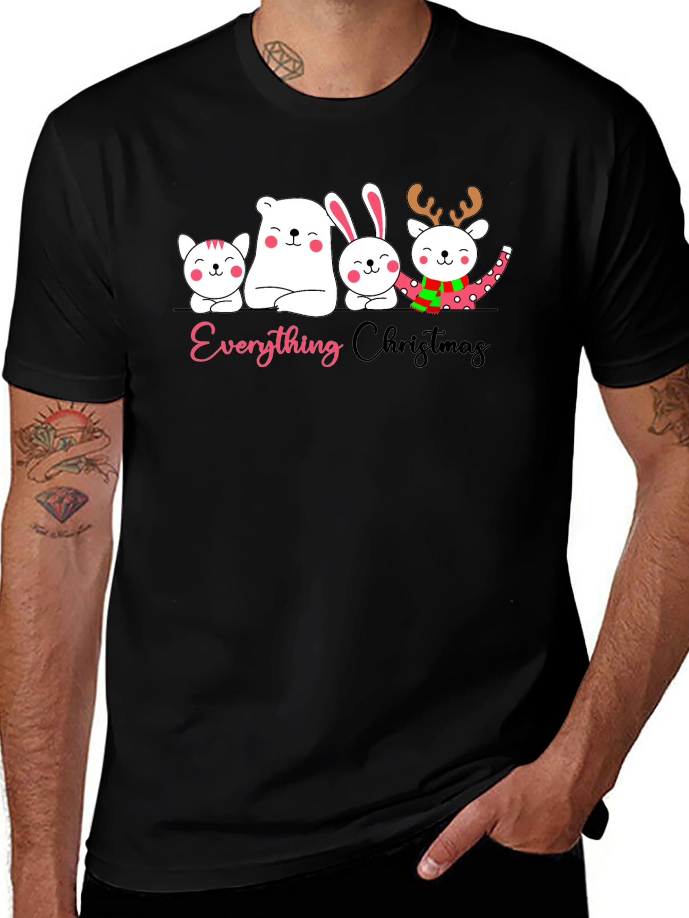 Everything Christmas Black Graphic T-Shirt