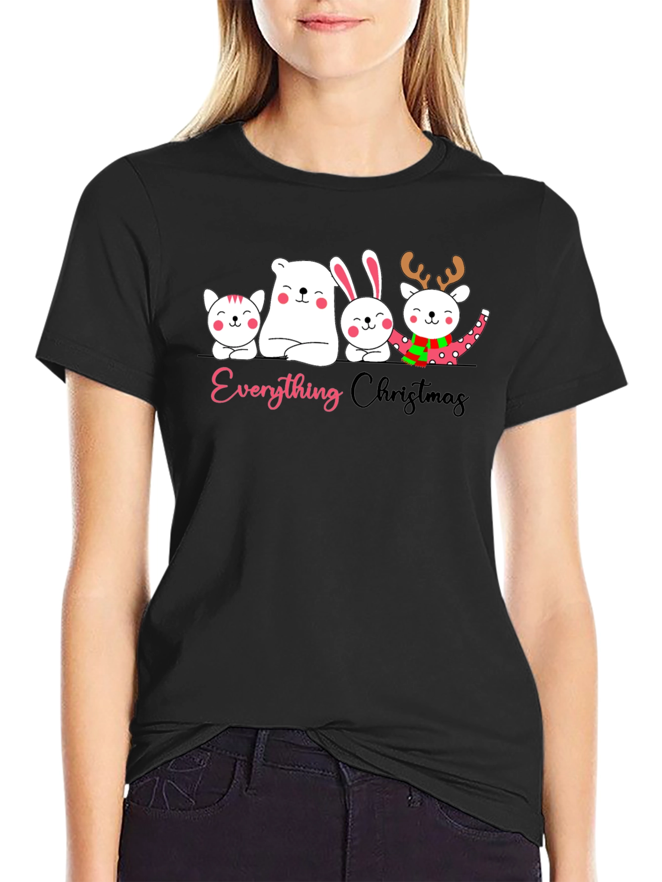 Everything Christmas Black Graphic T-Shirt