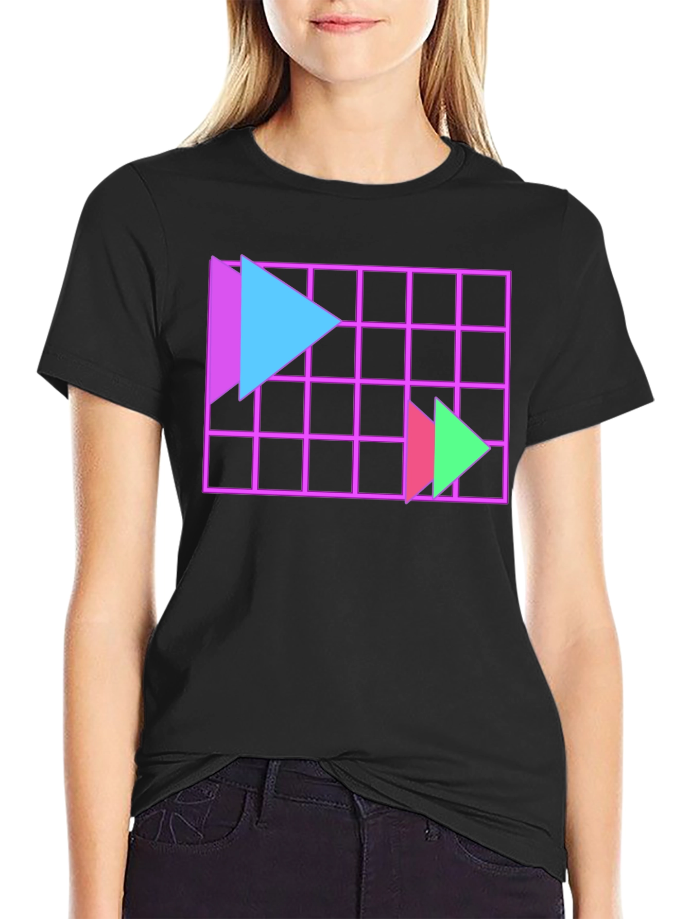 Retro Wave Grid T-Shirt - Geometric Design