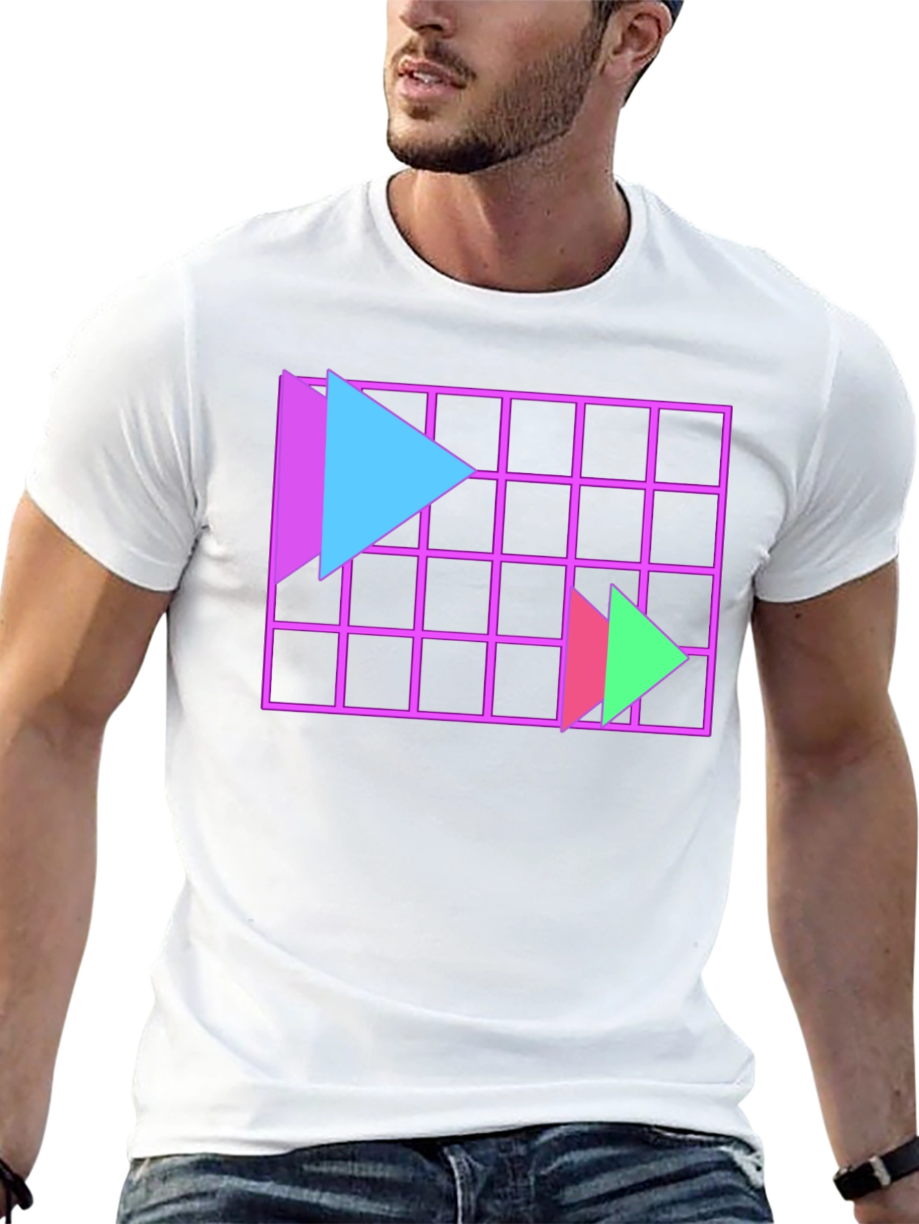 Retro Wave Grid T-Shirt - Geometric Design
