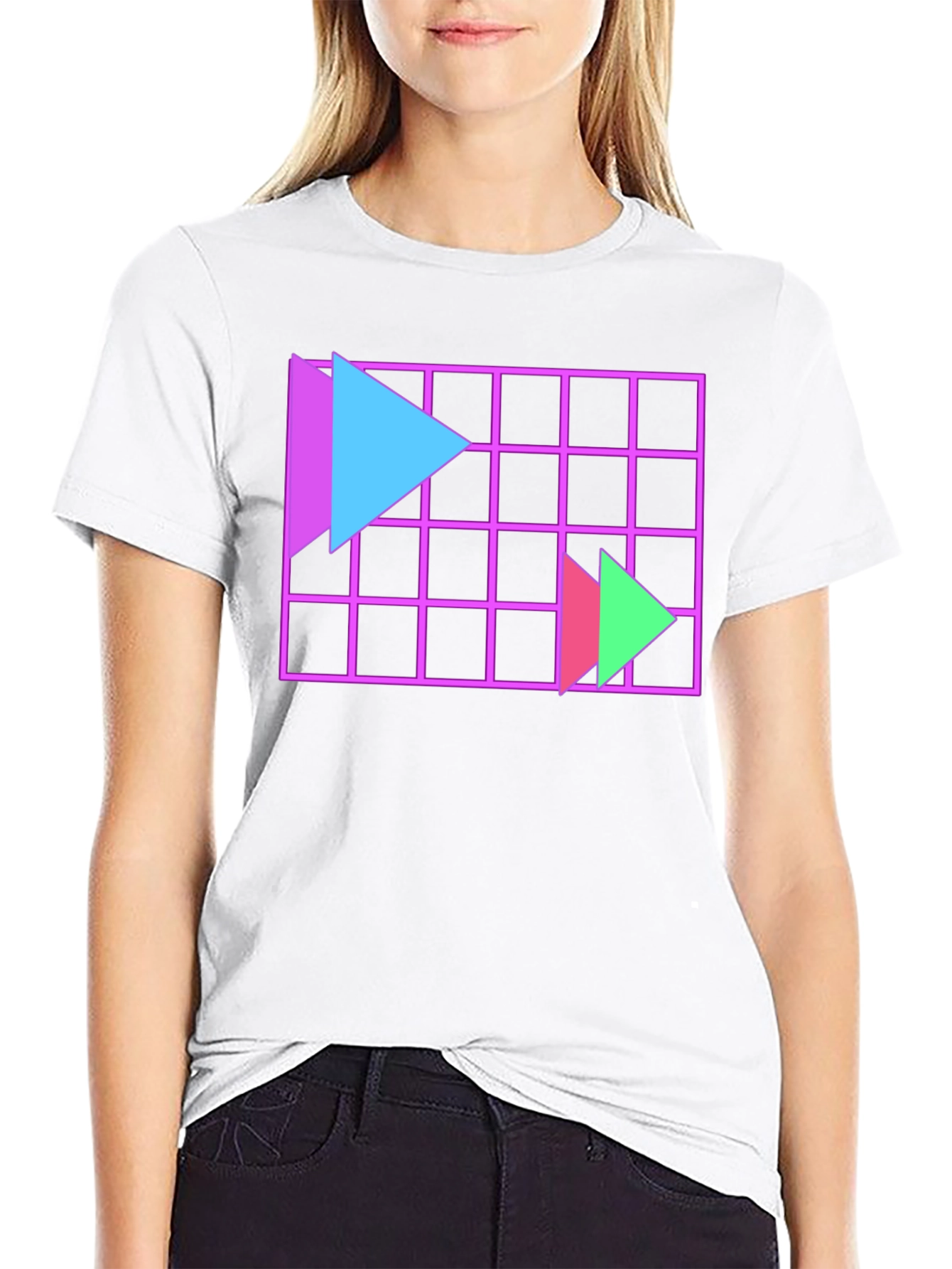 Retro Wave Grid T-Shirt - Geometric Design
