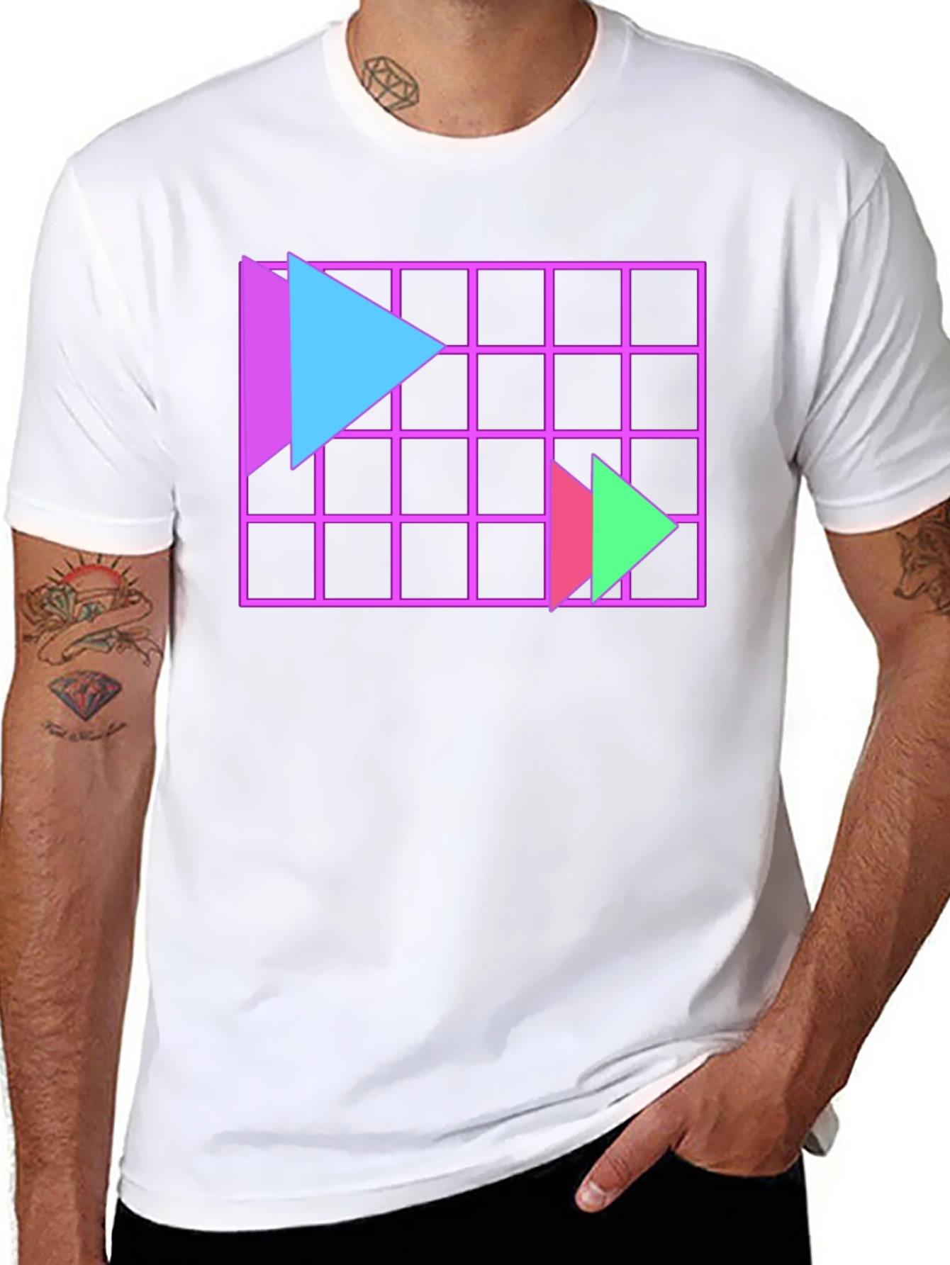 Retro Wave Grid T-Shirt - Geometric Design