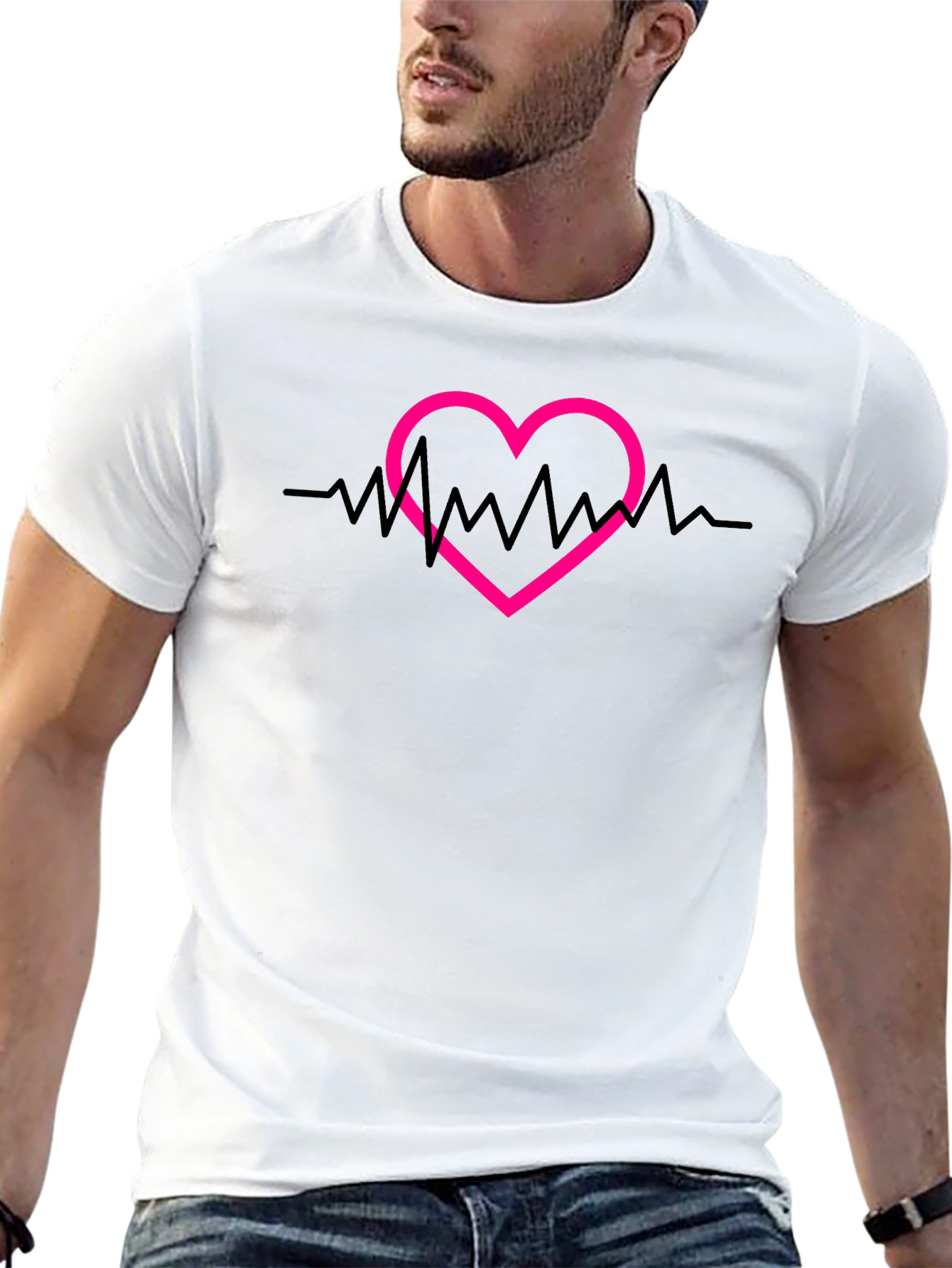 Heartbeat Heart Graphic Tee - Stylish Casual Top