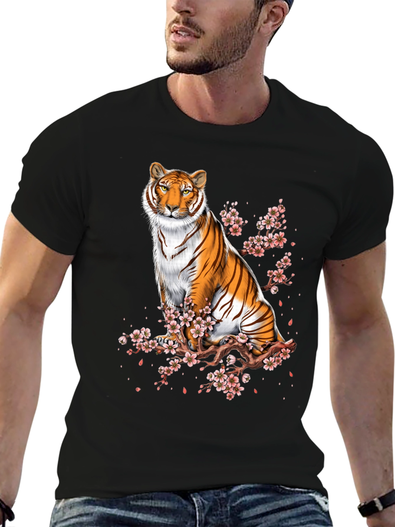 Tiger and Cherry Blossom Graphic Tee