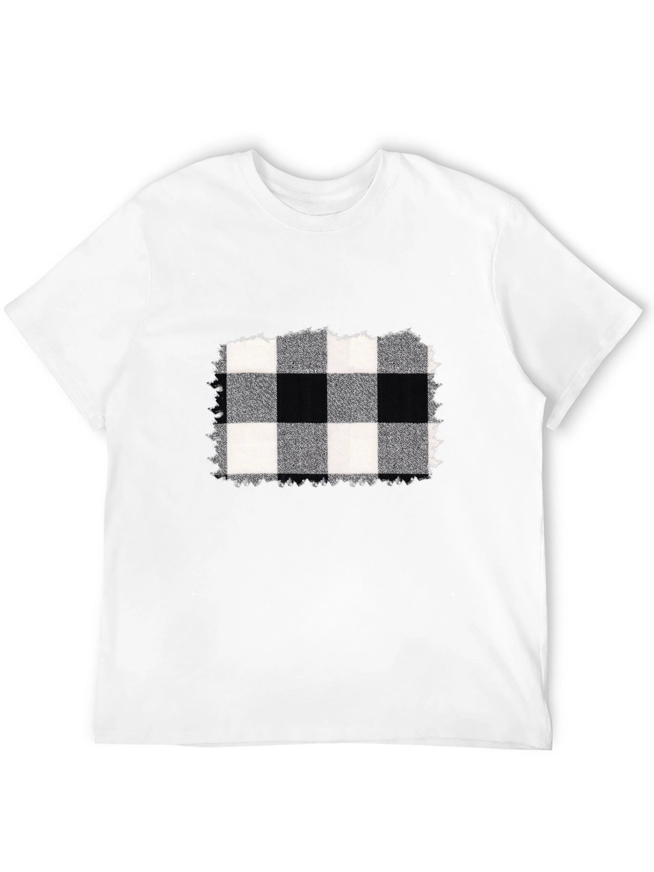 Black Tee with Buffalo Plaid Graphic