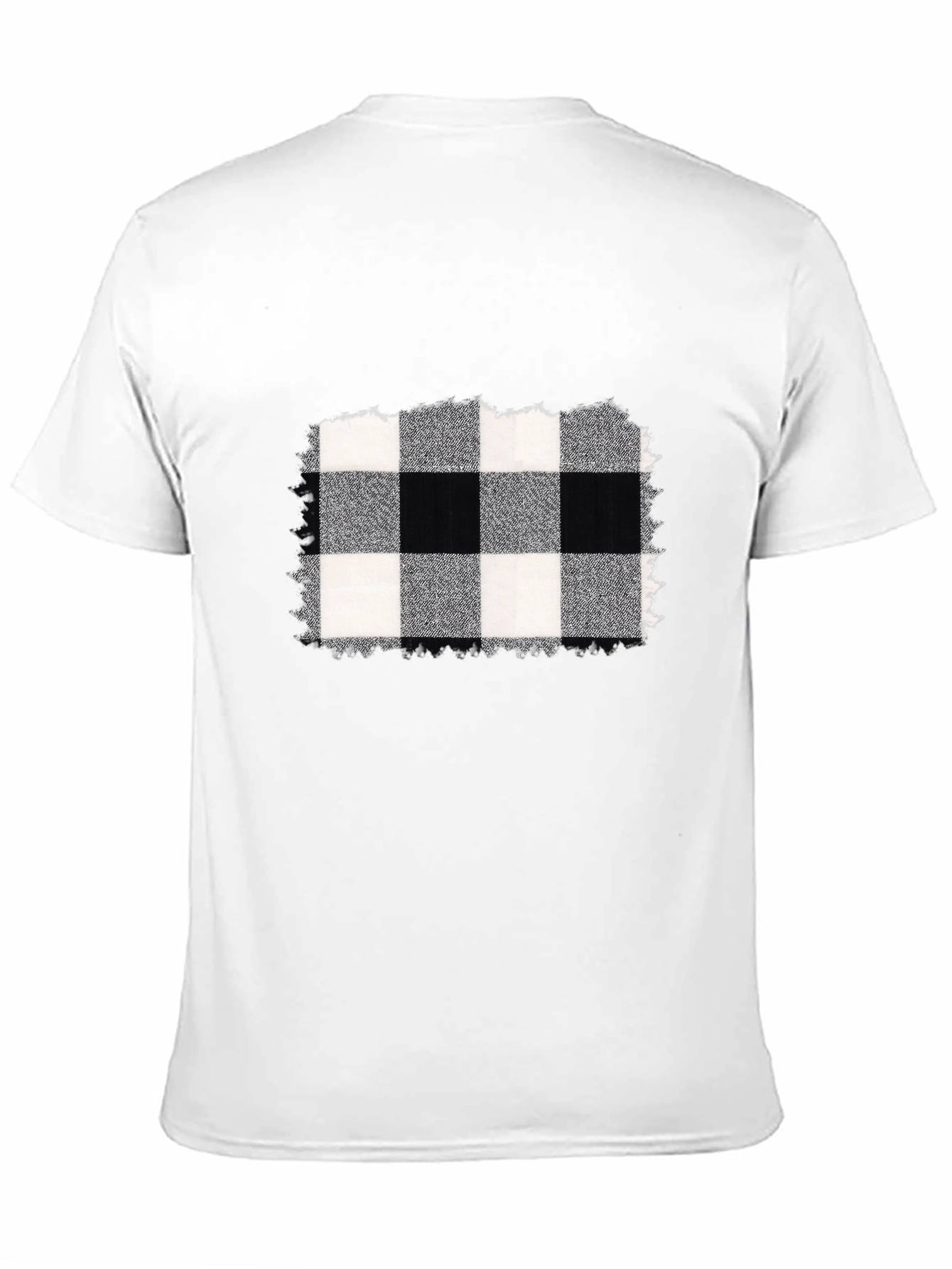 Black Tee with Buffalo Plaid Graphic