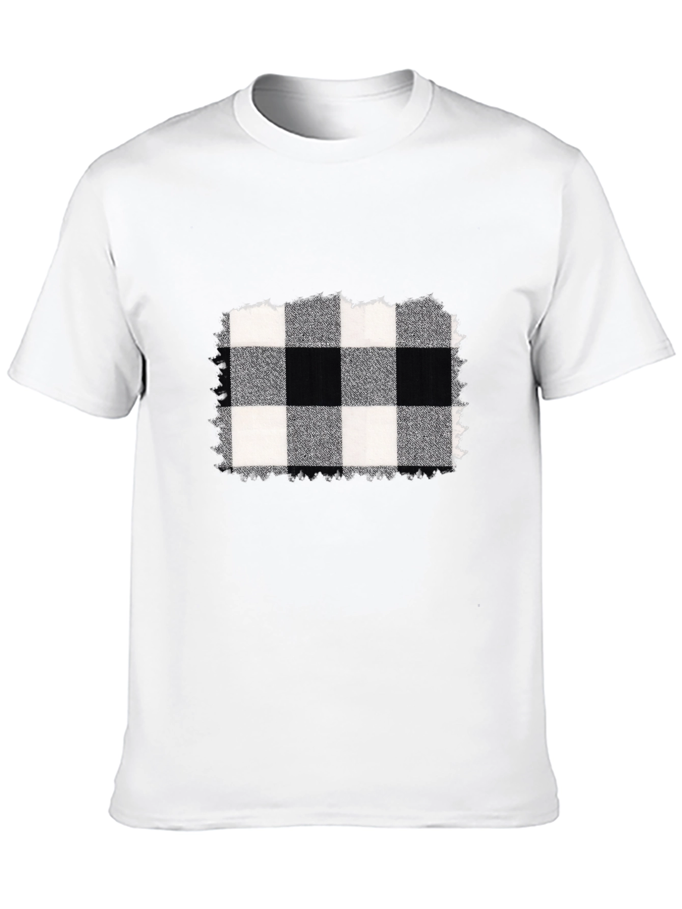 Black Tee with Buffalo Plaid Graphic