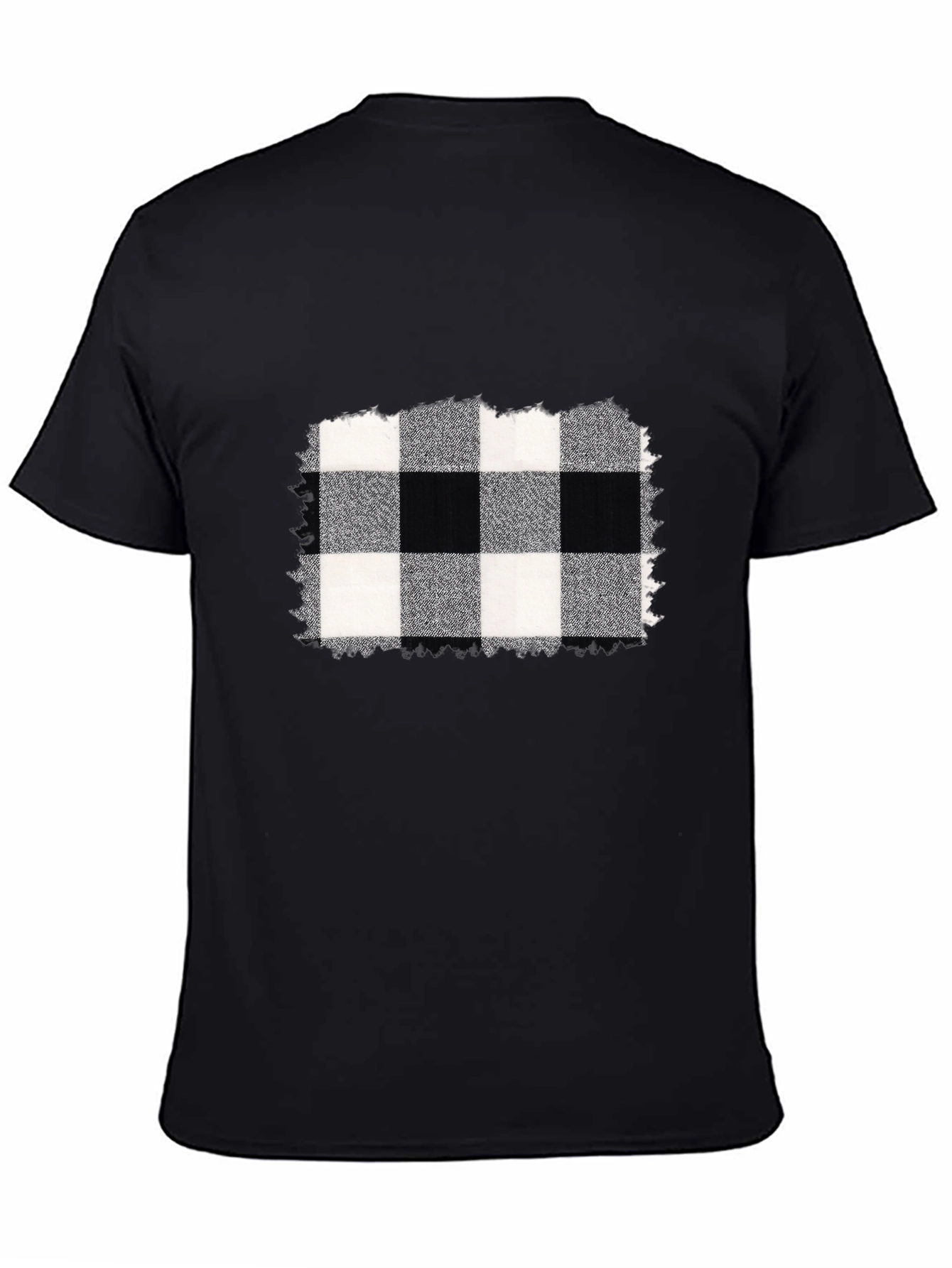 Black Tee with Buffalo Plaid Graphic
