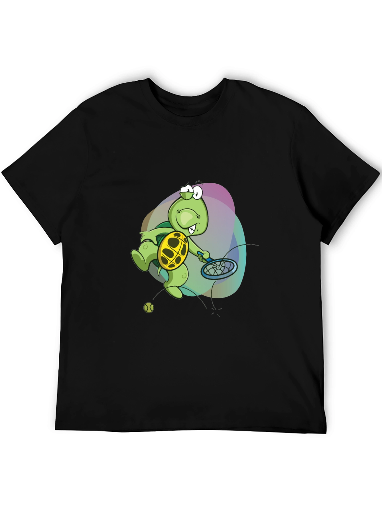 Turtle Tennis T-Shirt - Fun Cartoon Graphic Tee