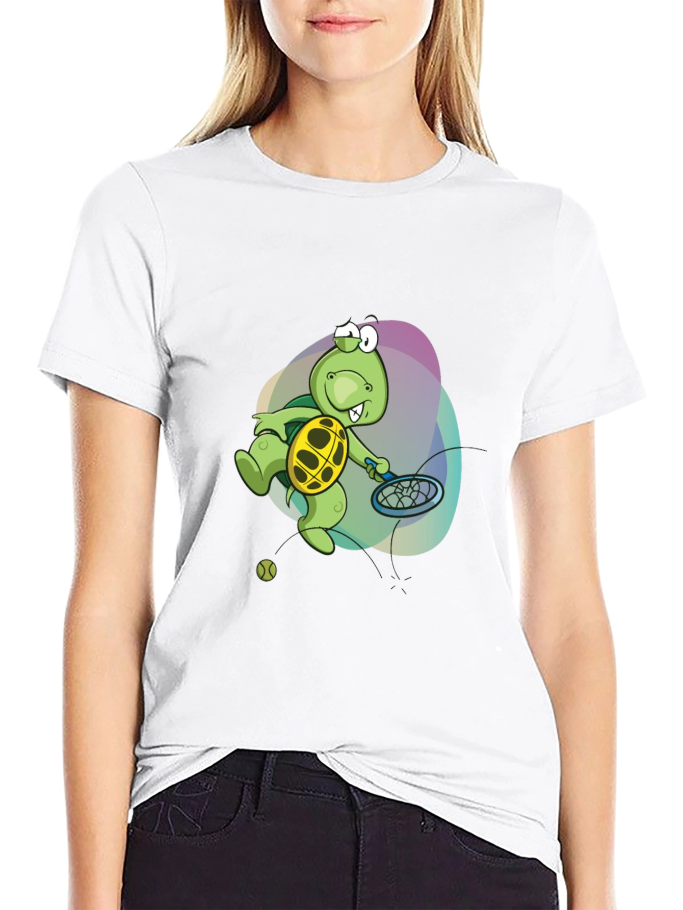 Turtle Tennis T-Shirt - Fun Cartoon Graphic Tee