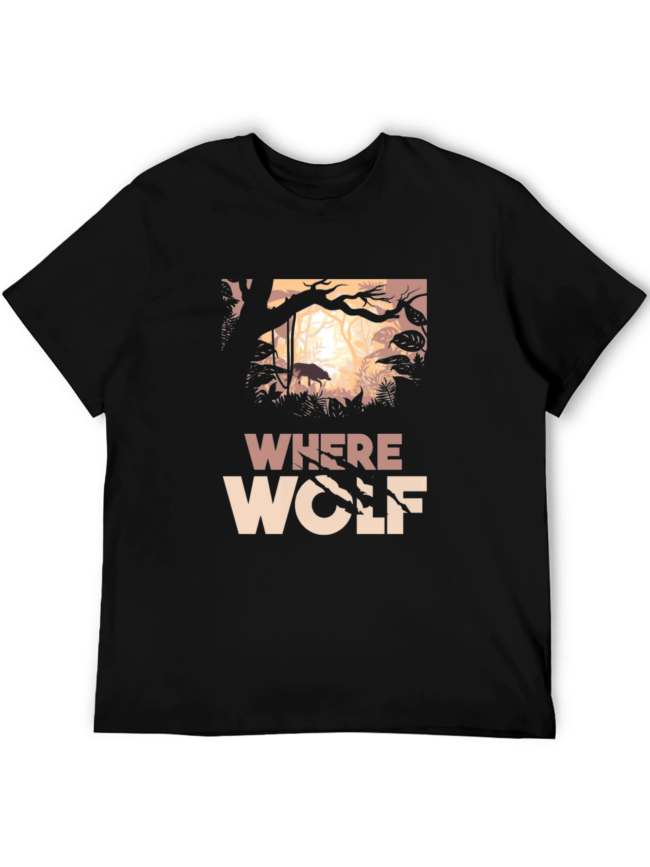 Where Wolf Graphic Print T-Shirt - Black