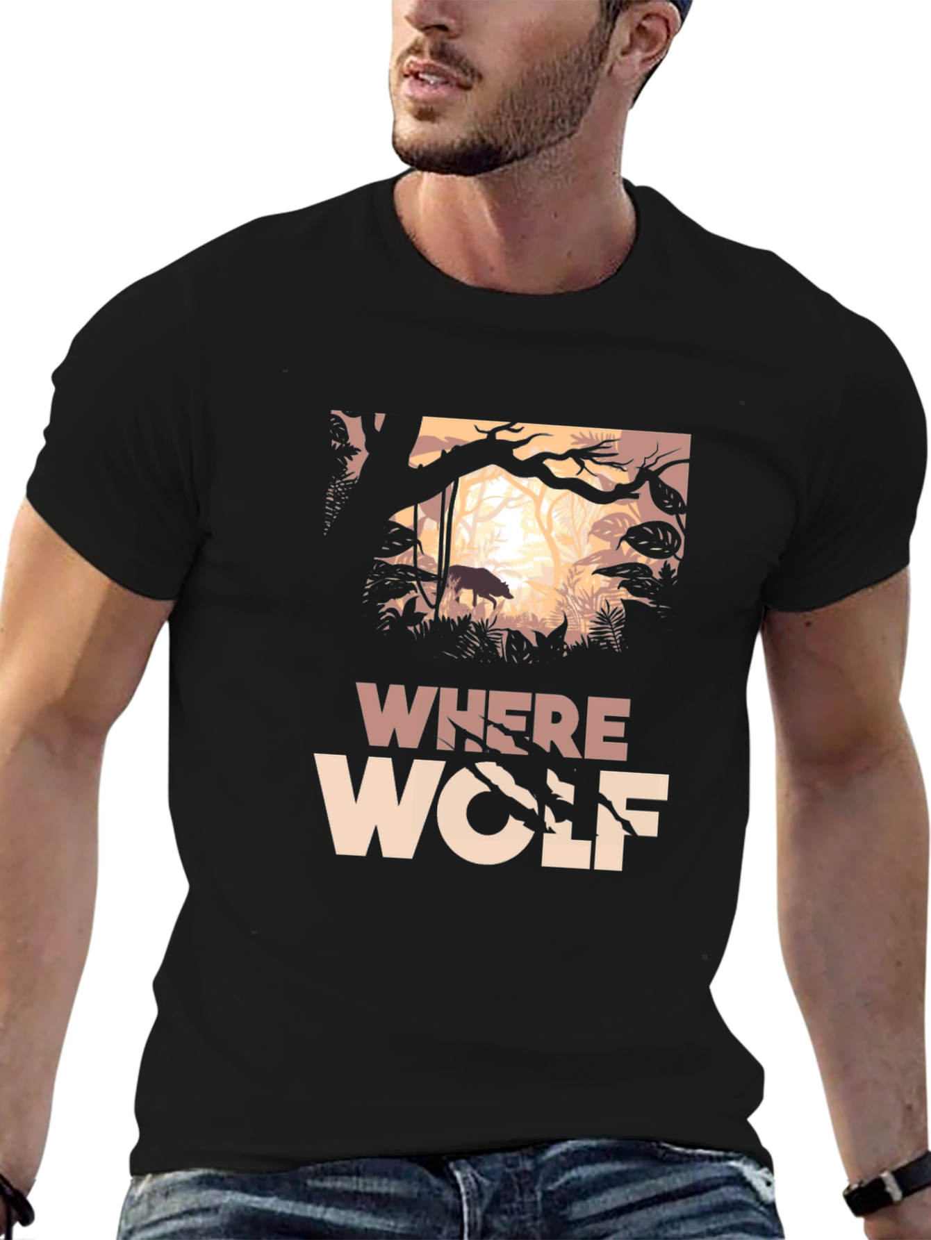 Where Wolf Graphic Print T-Shirt - Black