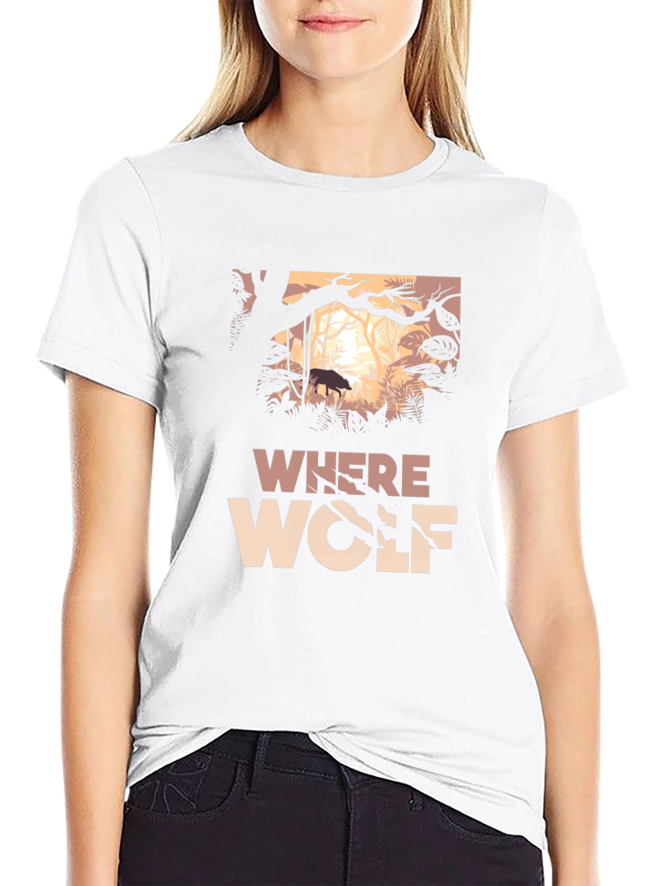 Where Wolf Graphic Print T-Shirt - Black