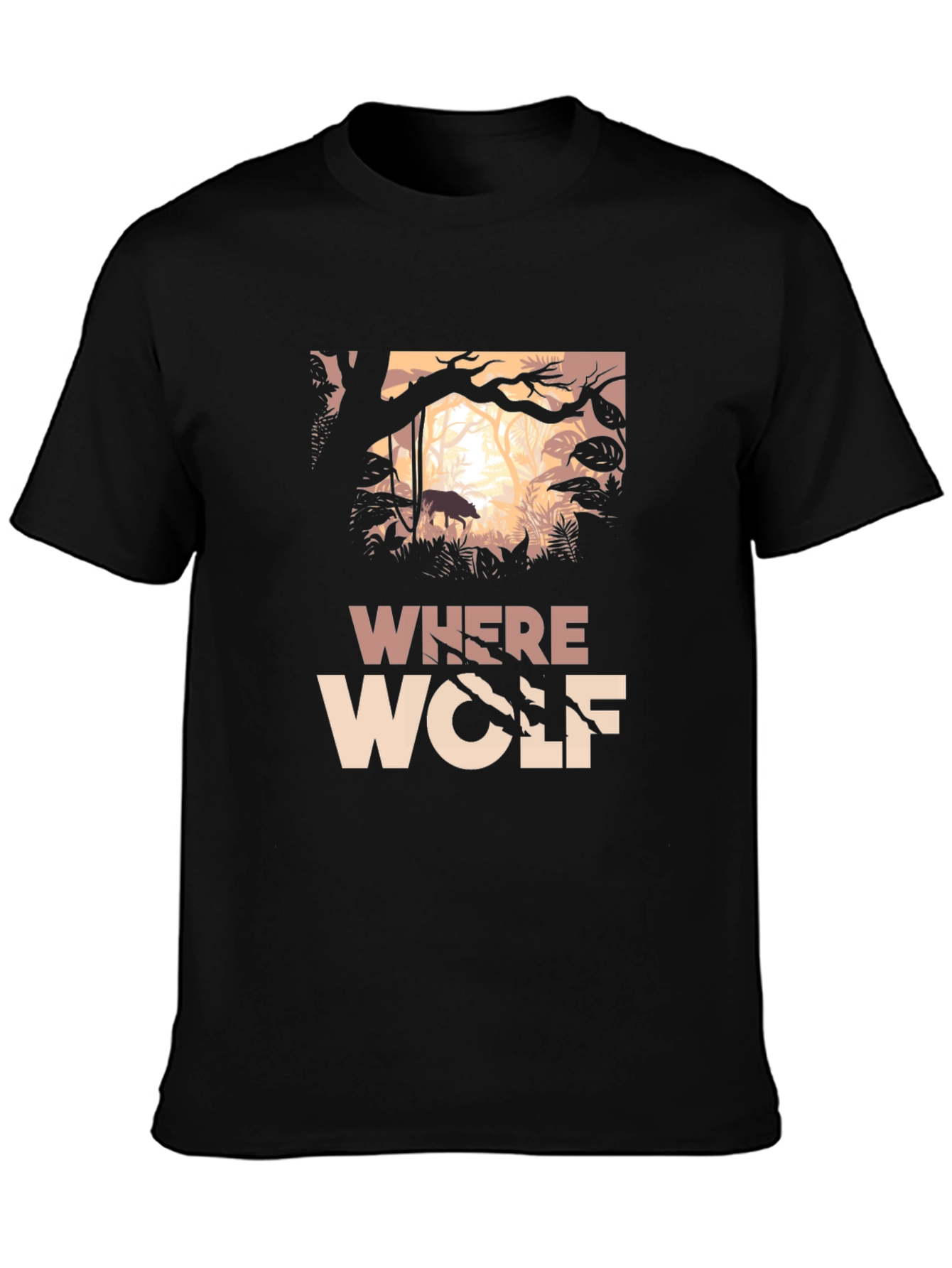 Where Wolf Graphic Print T-Shirt - Black