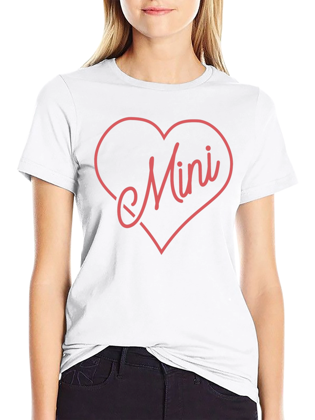 Mini Heart Graphic Tee - Black Cotton Blend Shirt