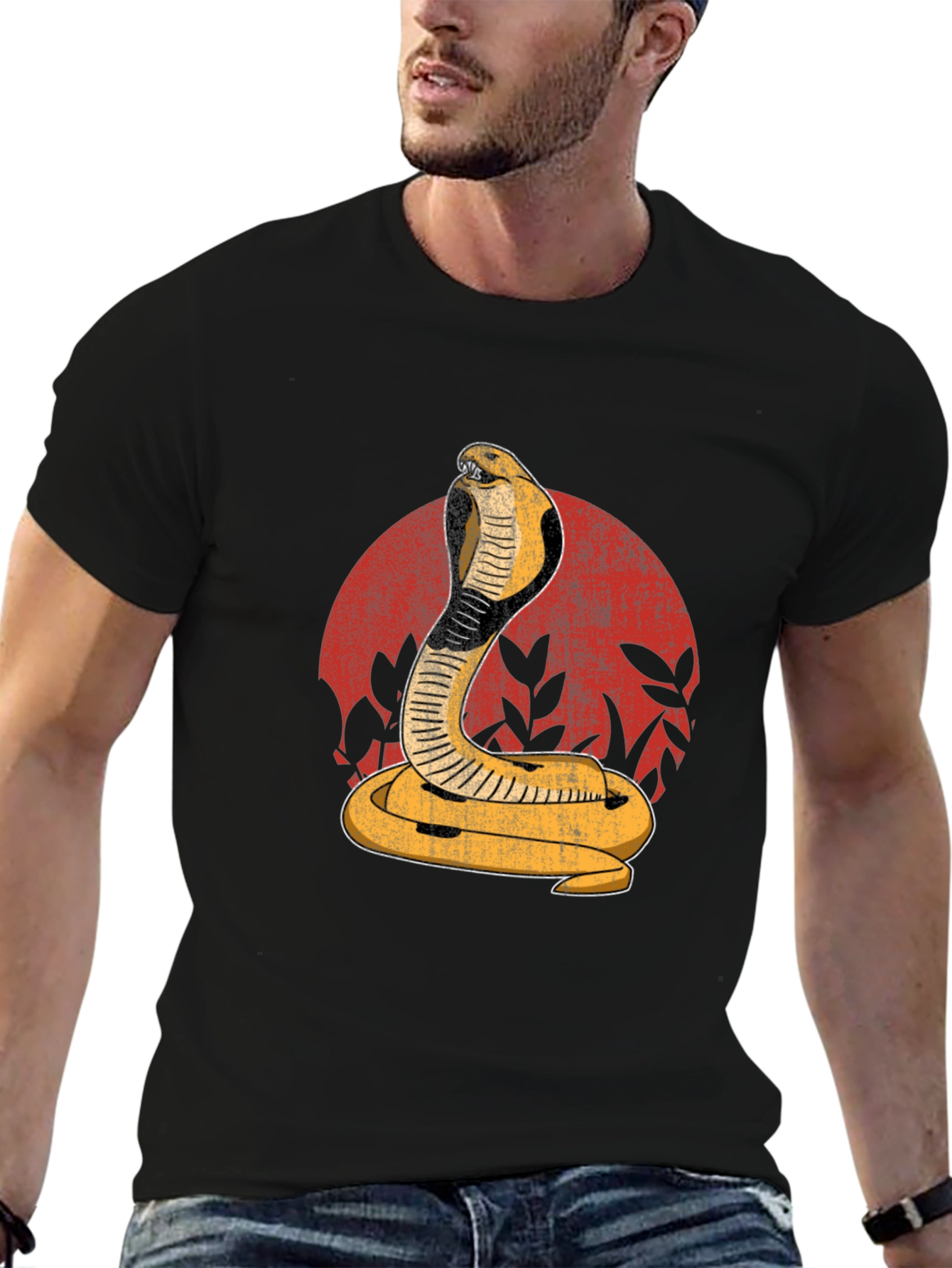 Cobra Graphic Print Mens Black T-Shirt