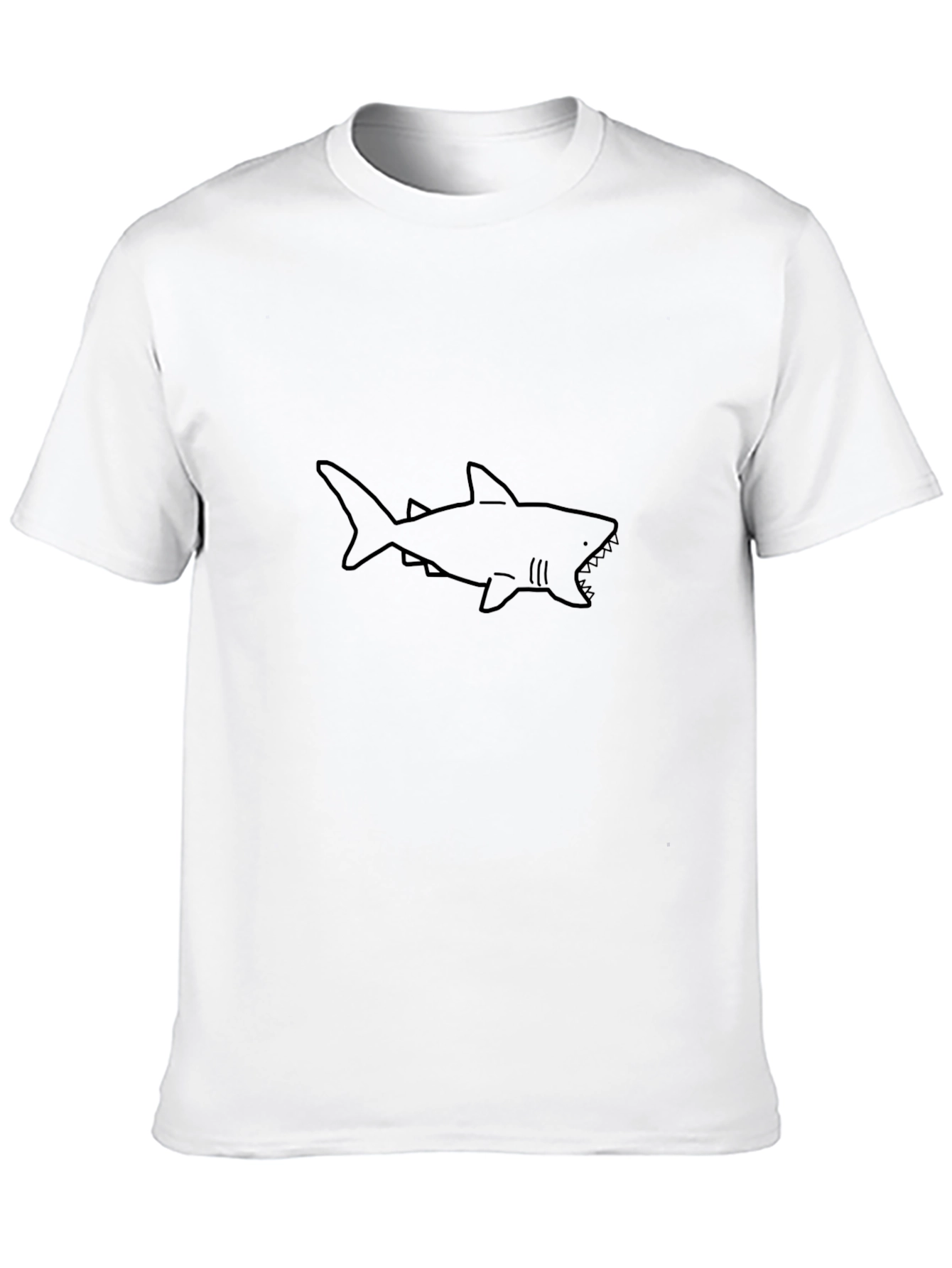 Shark Graphic Print Tee - Stylish Black Cotton T-Shirt