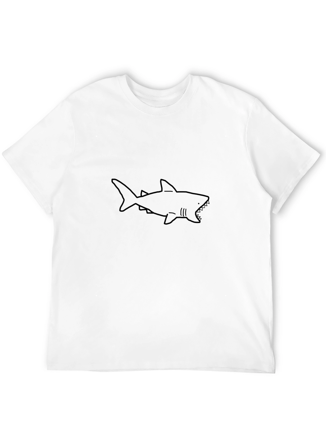 Shark Graphic Print Tee - Stylish Black Cotton T-Shirt
