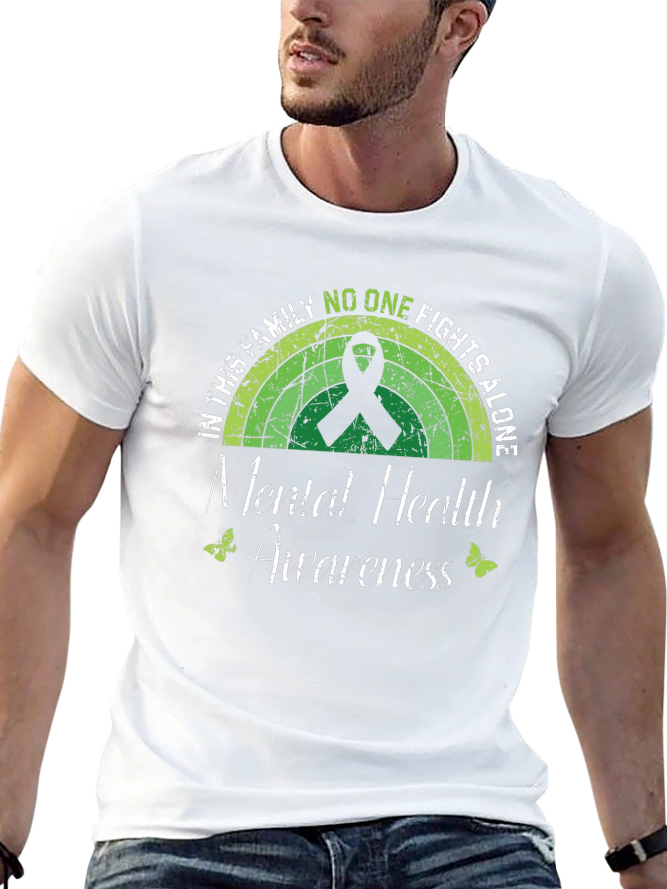 Mental Health Awareness T-Shirt - No One Fights Alone