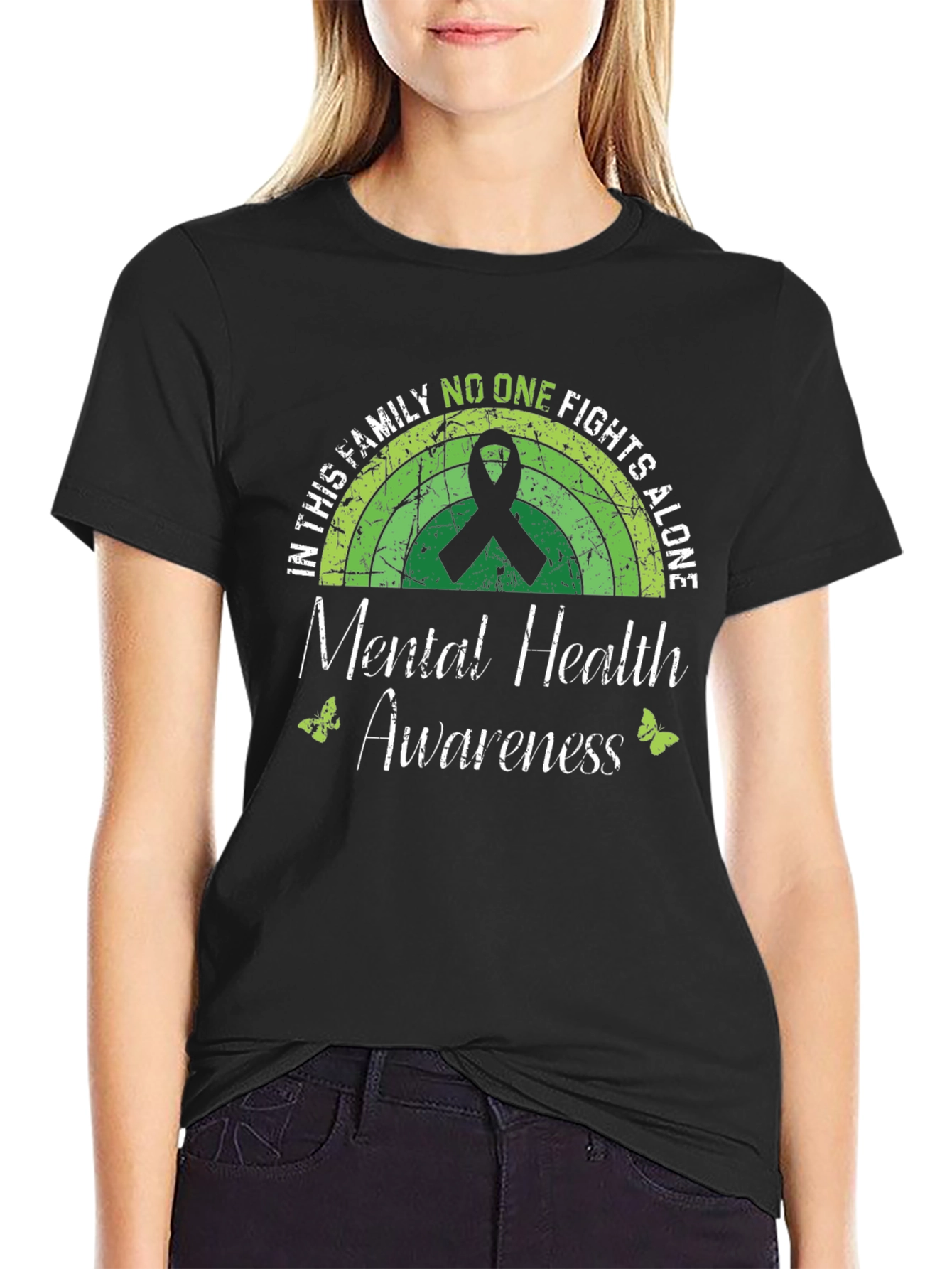 Mental Health Awareness T-Shirt - No One Fights Alone