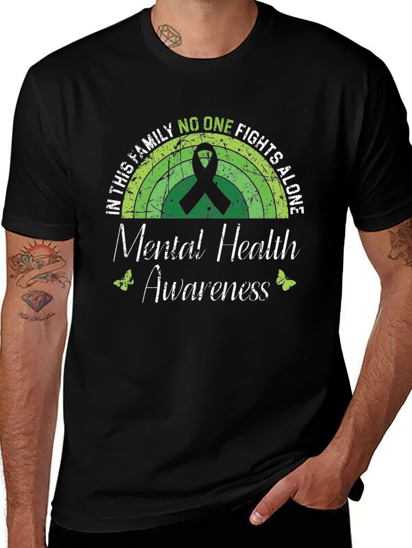Mental Health Awareness T-Shirt - No One Fights Alone