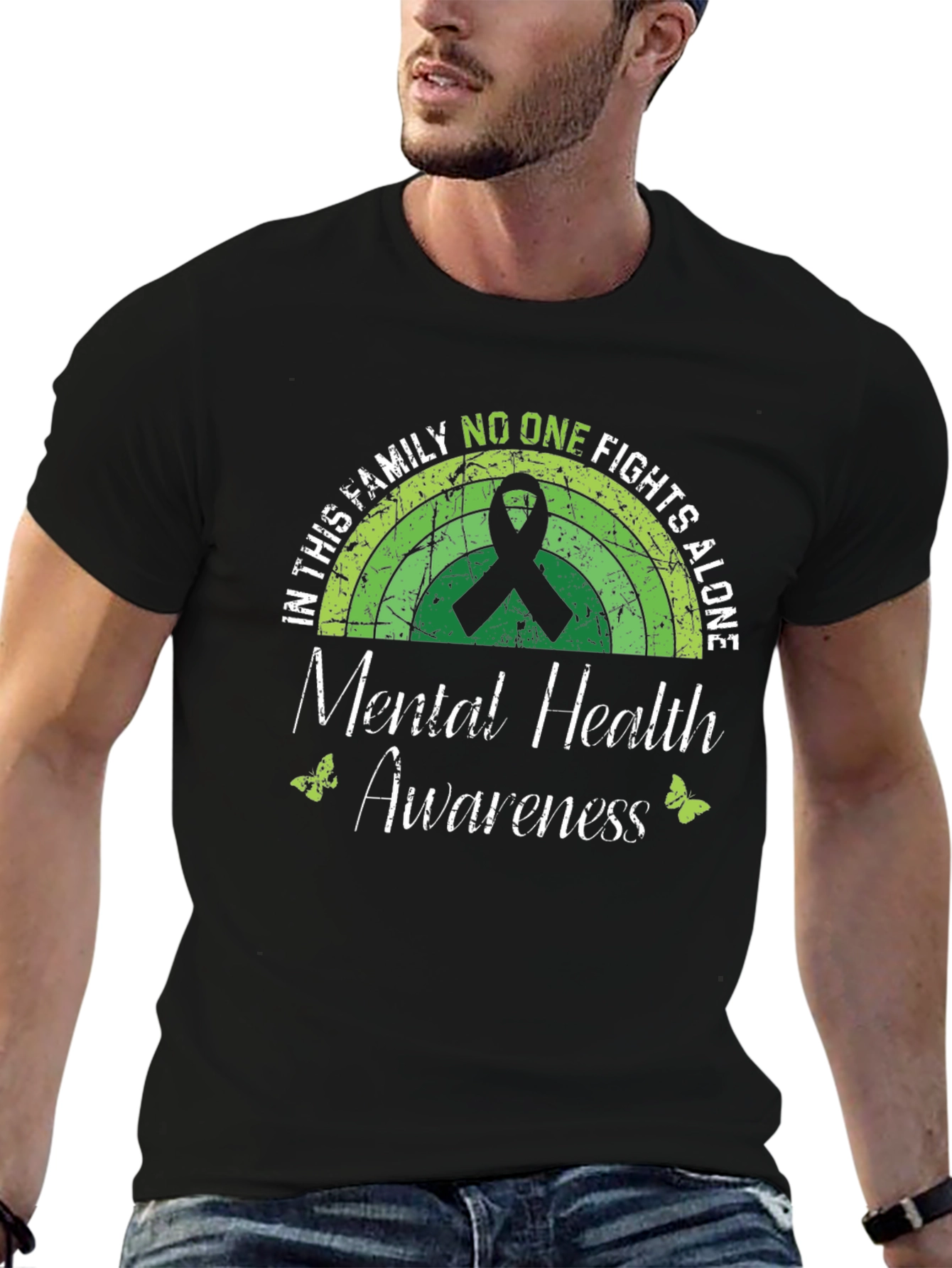 Mental Health Awareness T-Shirt - No One Fights Alone