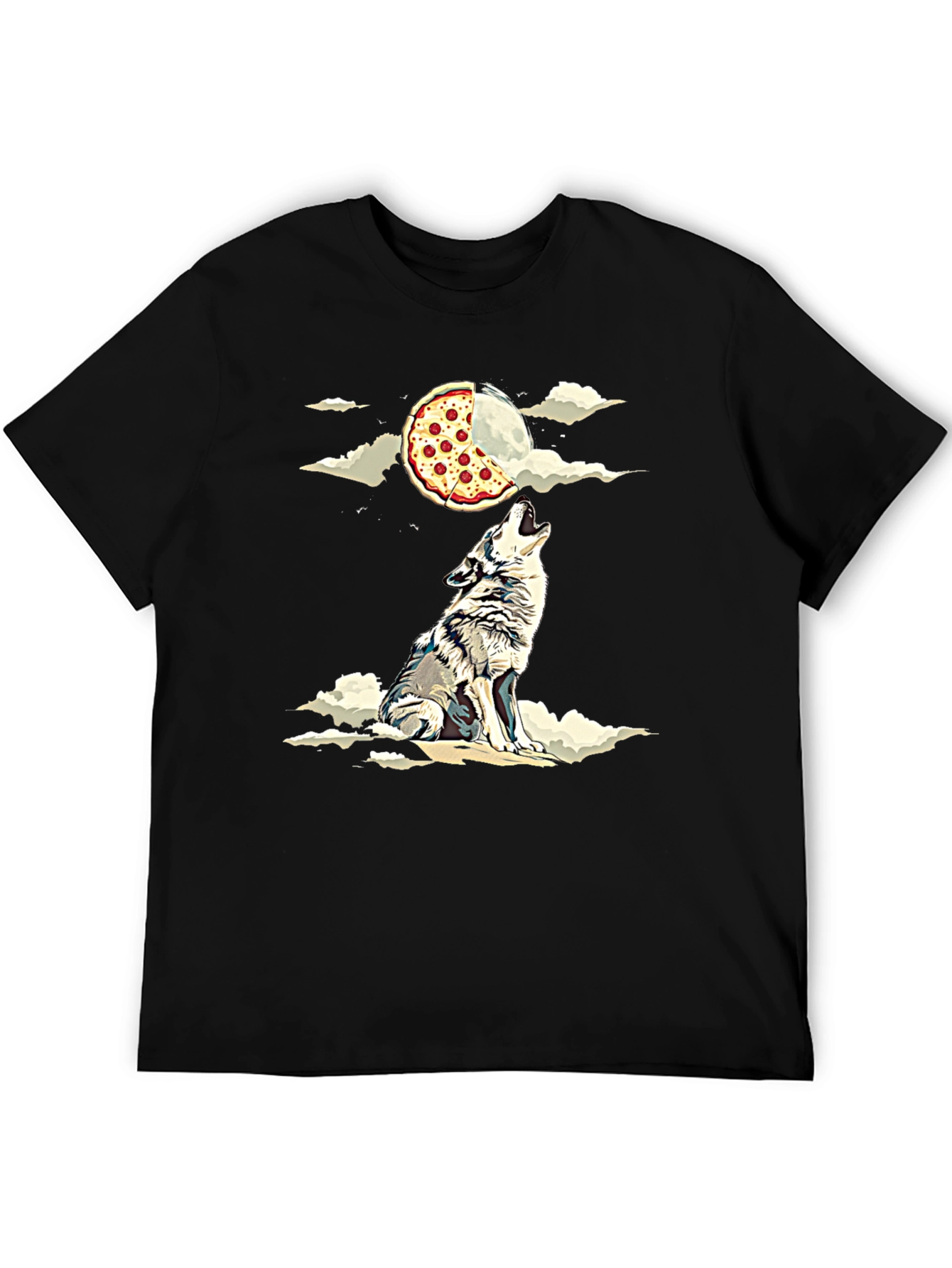 Wolf Howling at Pizza Moon Graphic Tee