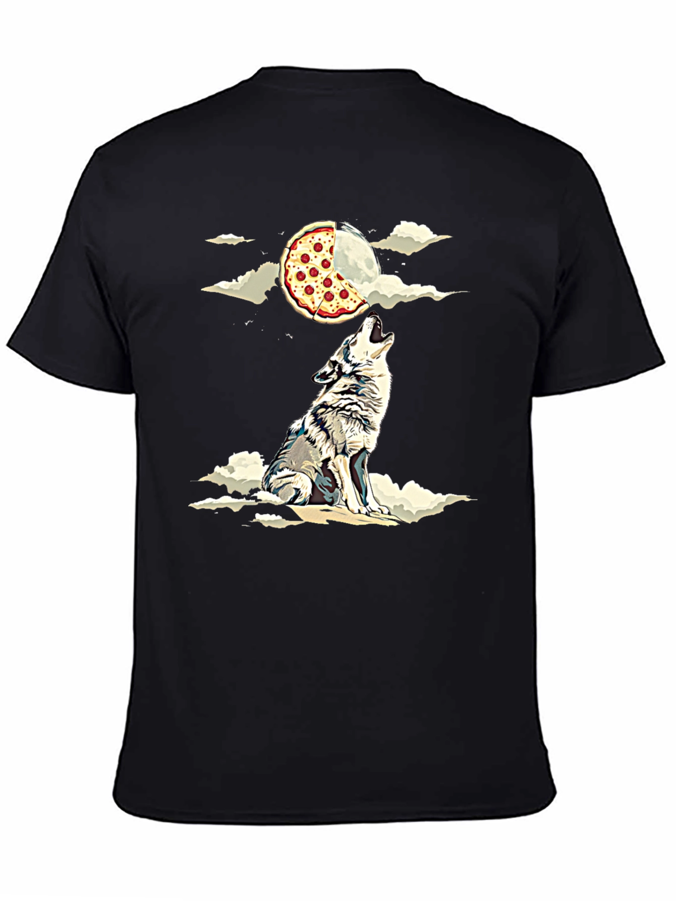 Wolf Howling at Pizza Moon Graphic Tee