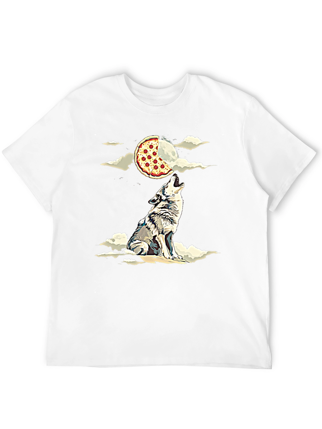 Wolf Howling at Pizza Moon Graphic Tee