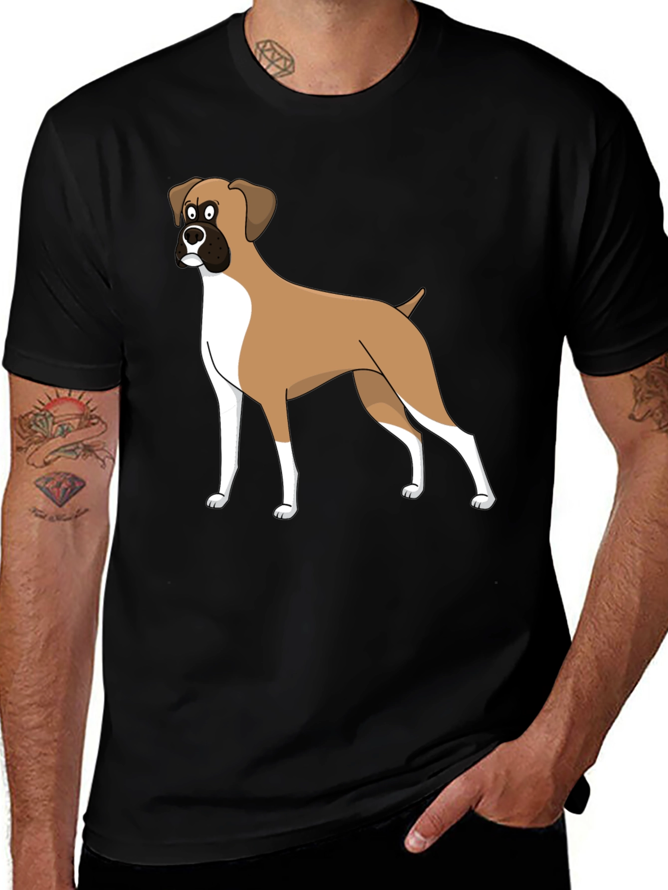 Cartoon Boxer Dog Graphic Tee