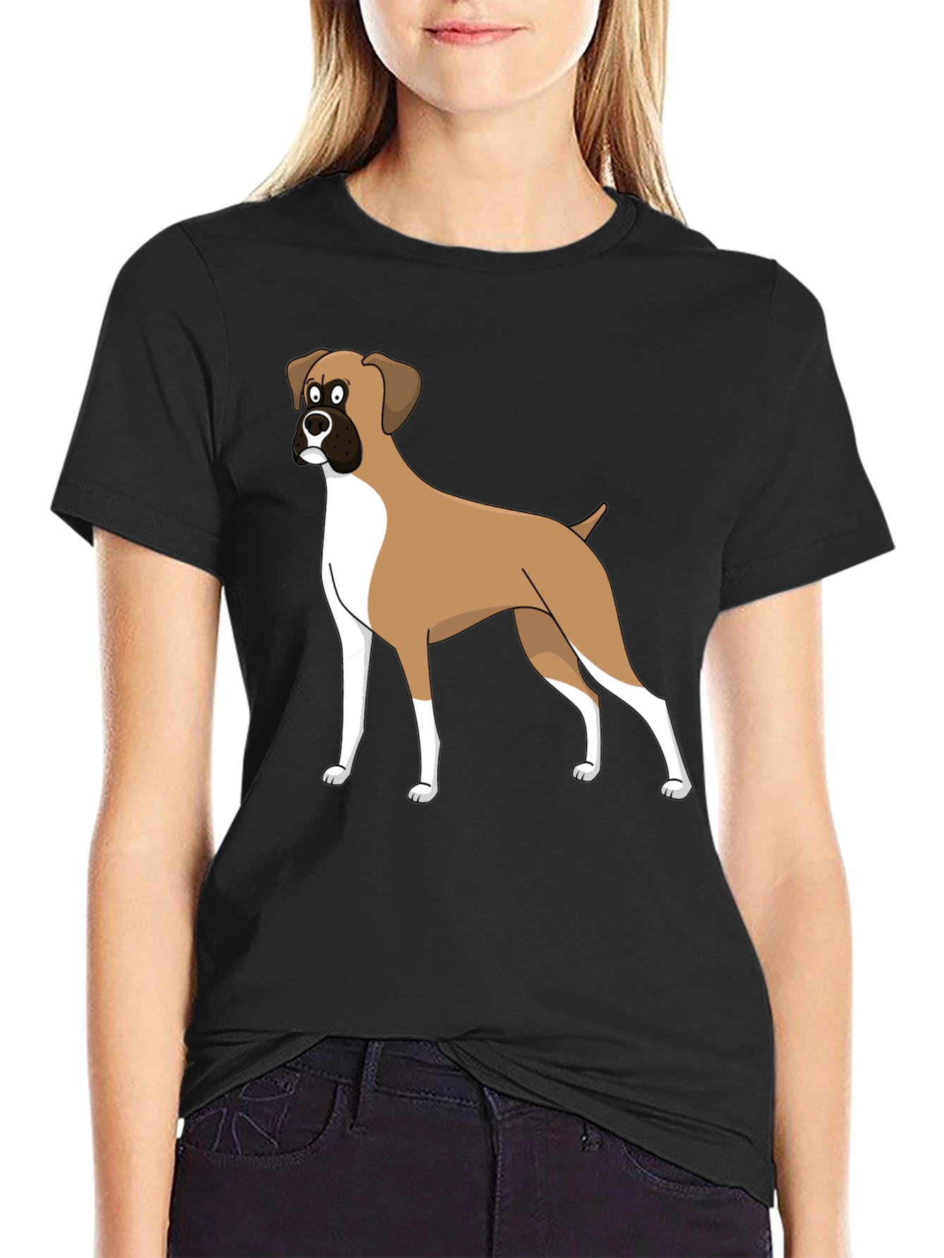 Cartoon Boxer Dog Graphic Tee