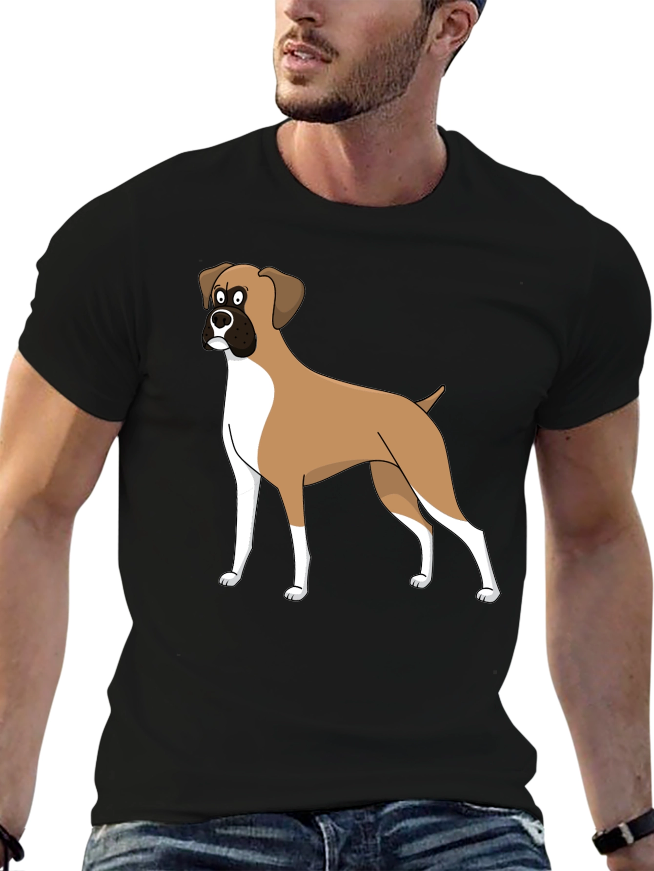 Cartoon Boxer Dog Graphic Tee