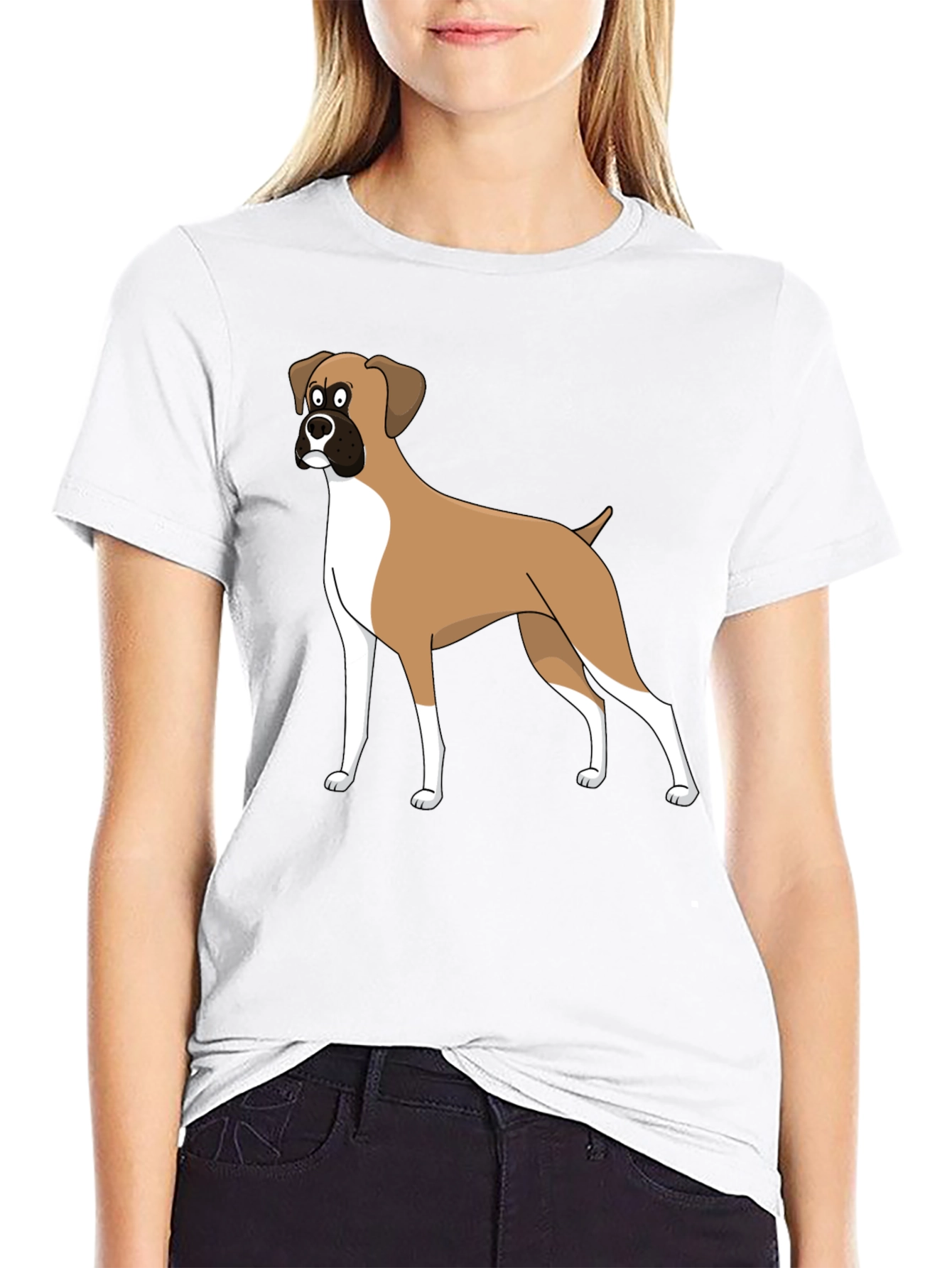 Cartoon Boxer Dog Graphic Tee