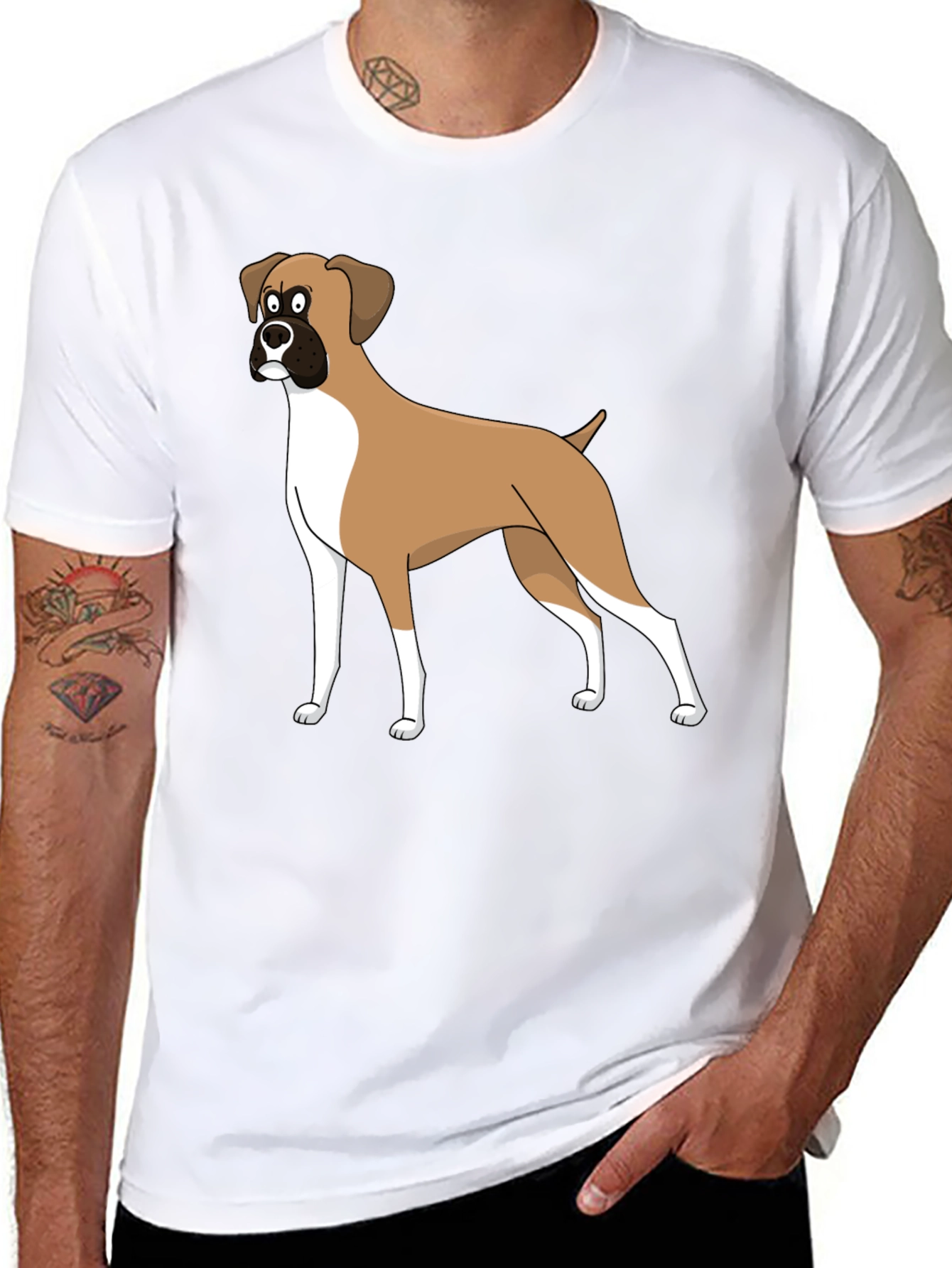 Cartoon Boxer Dog Graphic Tee
