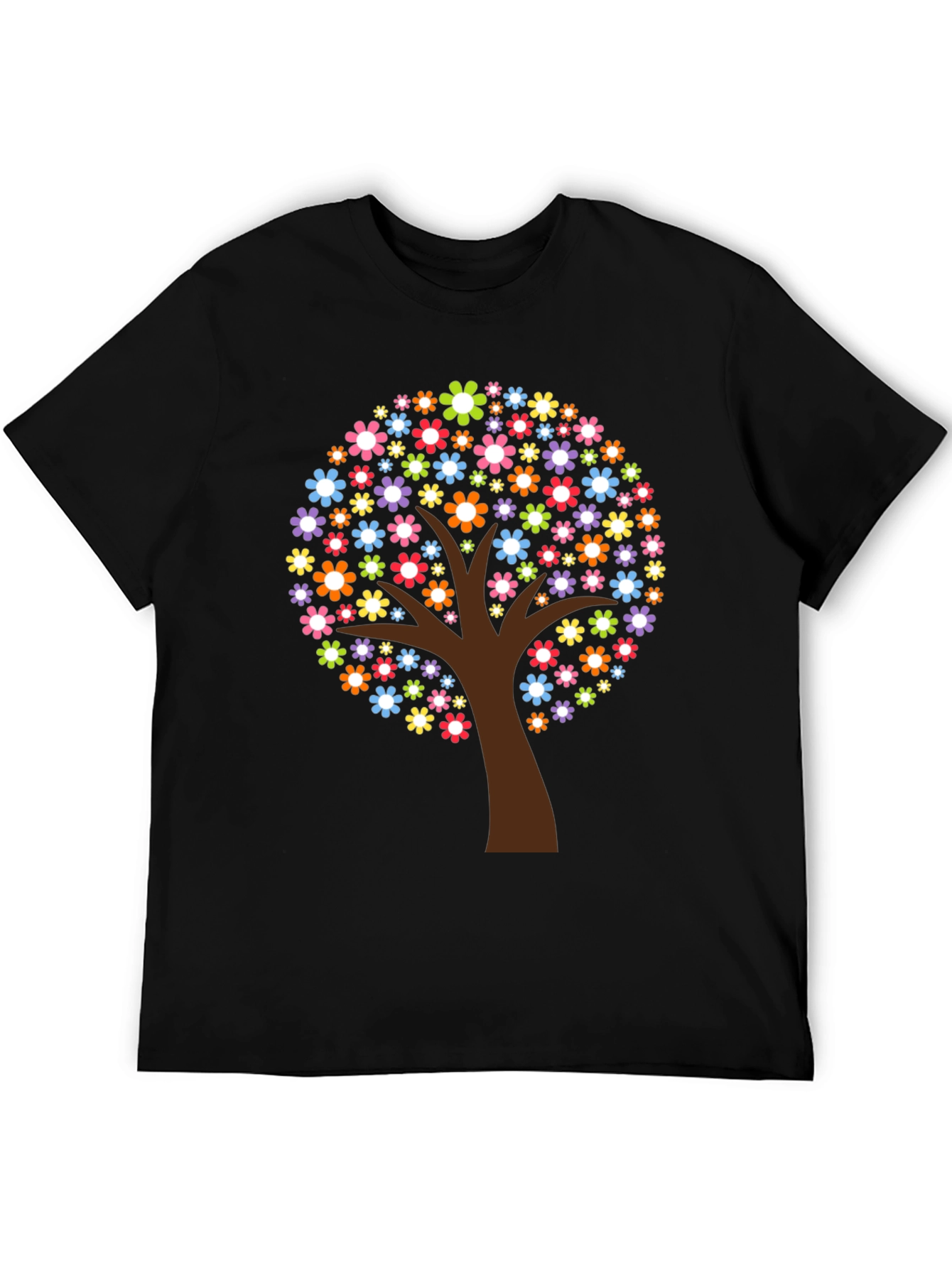 Floral Tree Graphic Print Black T-Shirt
