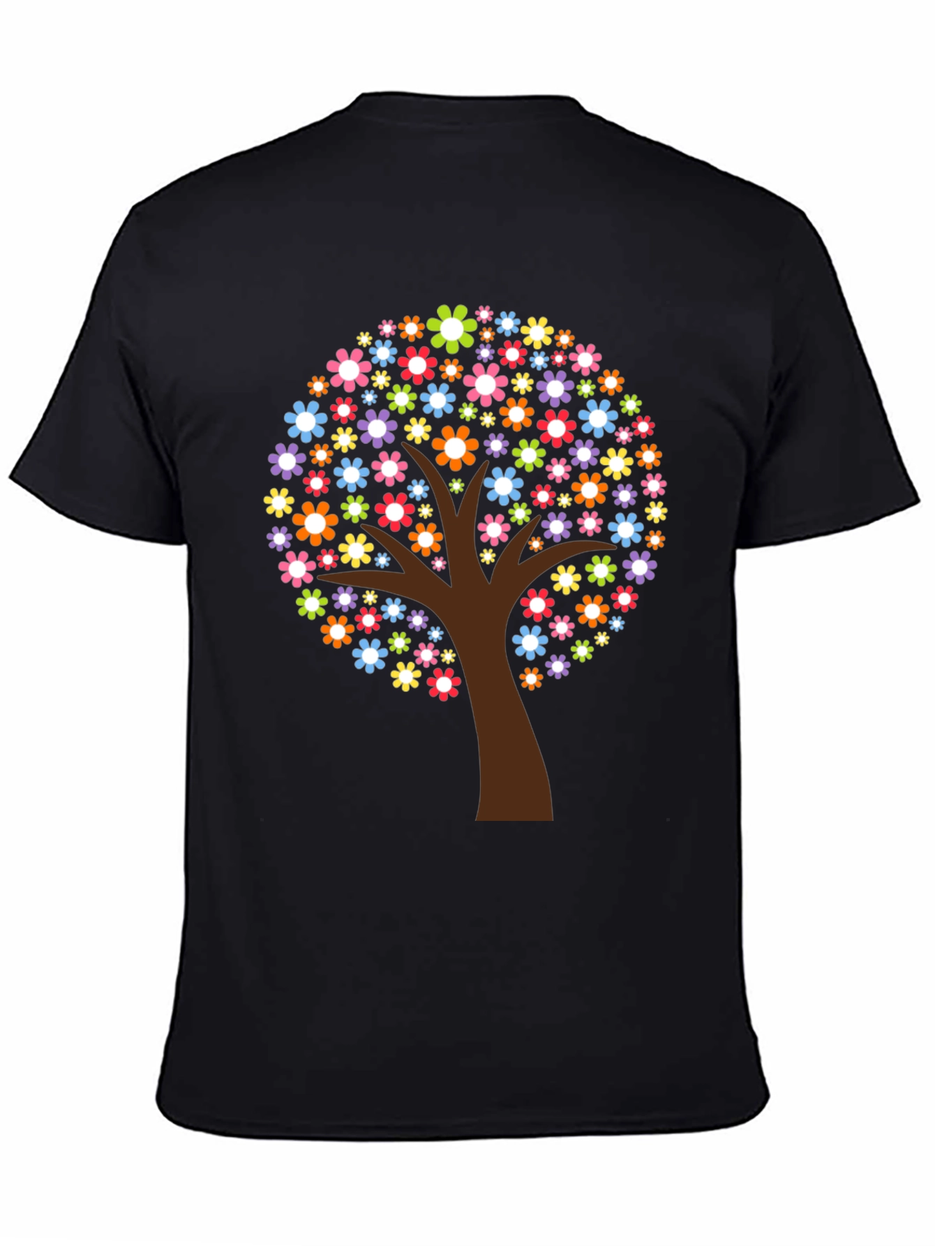 Floral Tree Graphic Print Black T-Shirt
