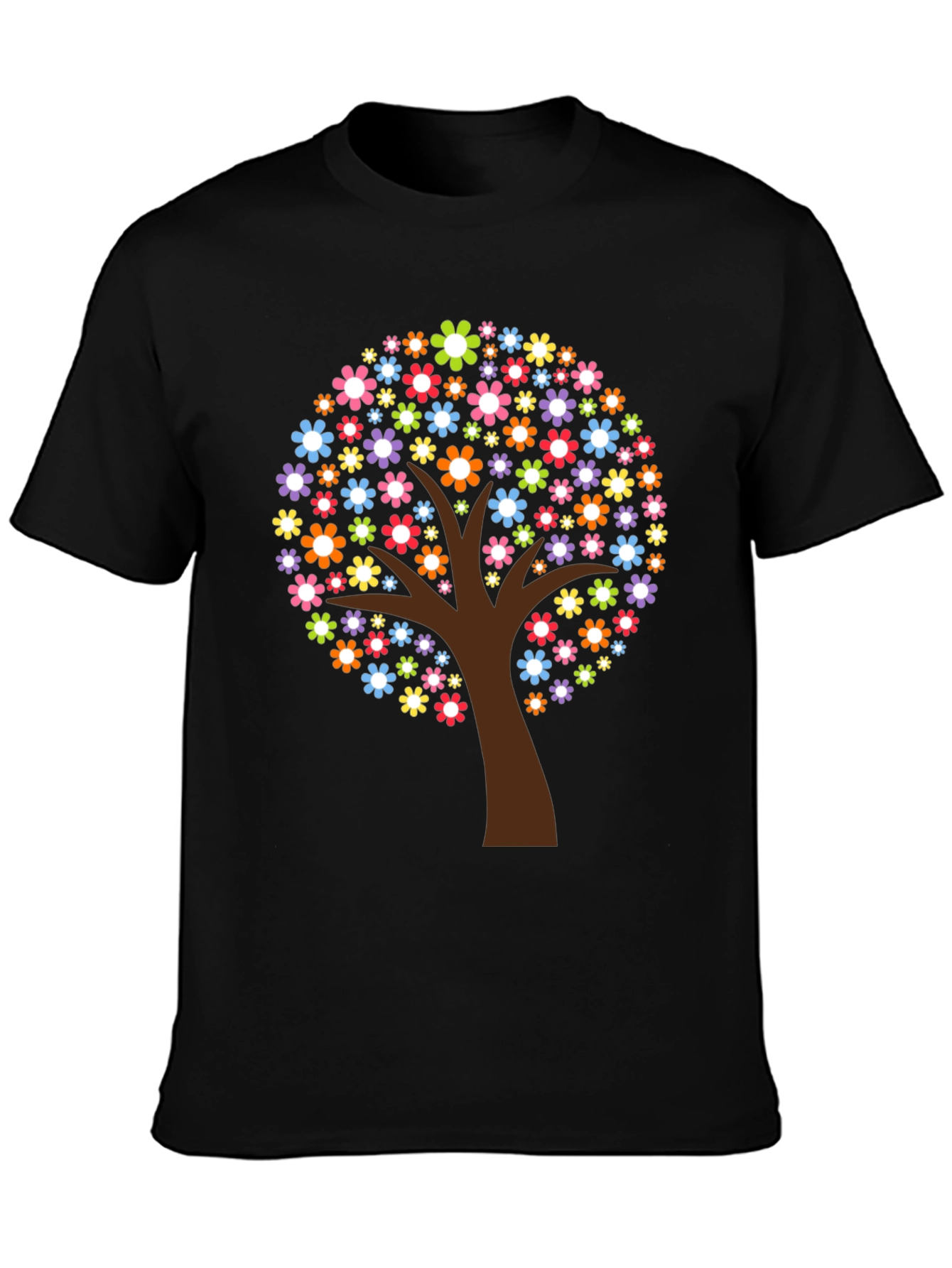 Floral Tree Graphic Print Black T-Shirt