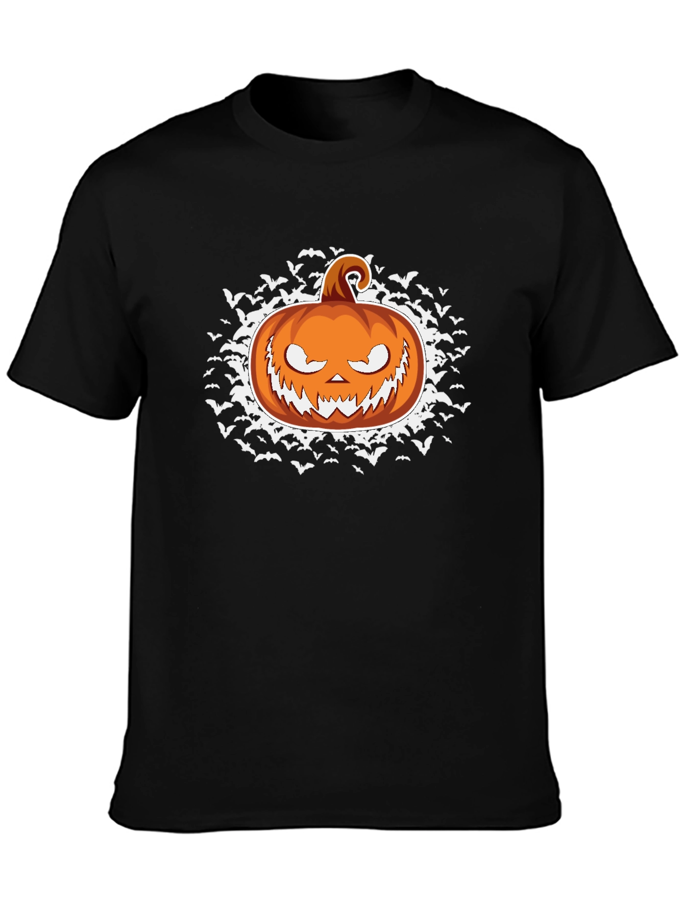 Halloween Pumpkin Bat Graphic Black T-Shirt