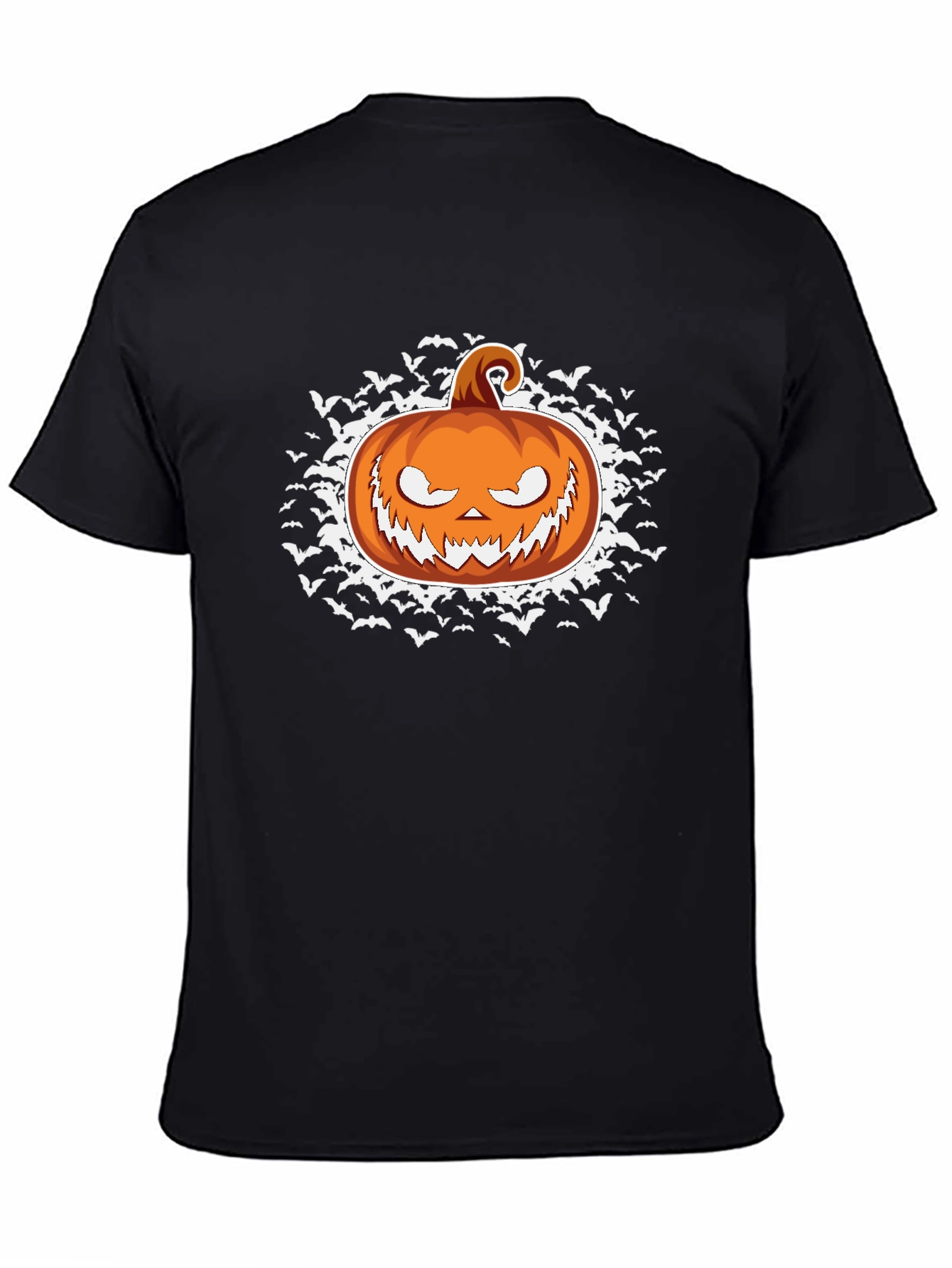 Halloween Pumpkin Bat Graphic Black T-Shirt